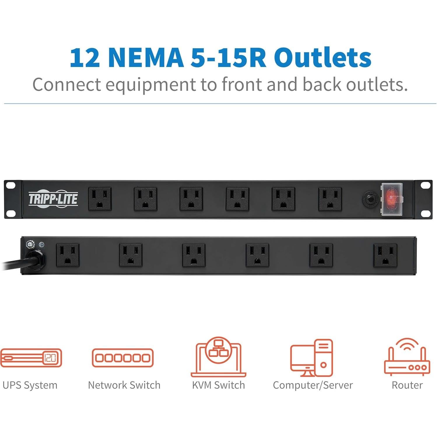 Regleta de Alimentación Tripp Lite 12 Salidas 1U 15A 4,57m