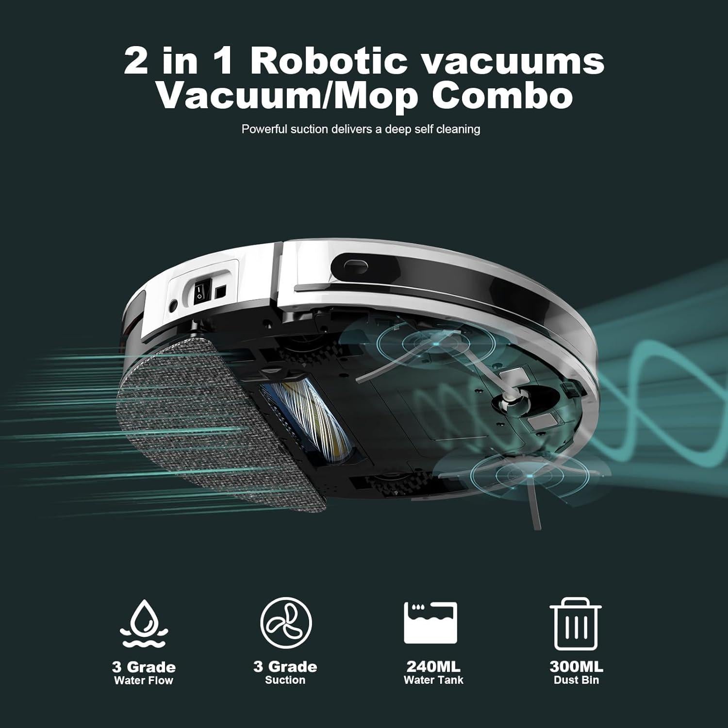 Aspiradora Robótica TECBOT S3 Pro 150min 4000Pa WiFi Blanco