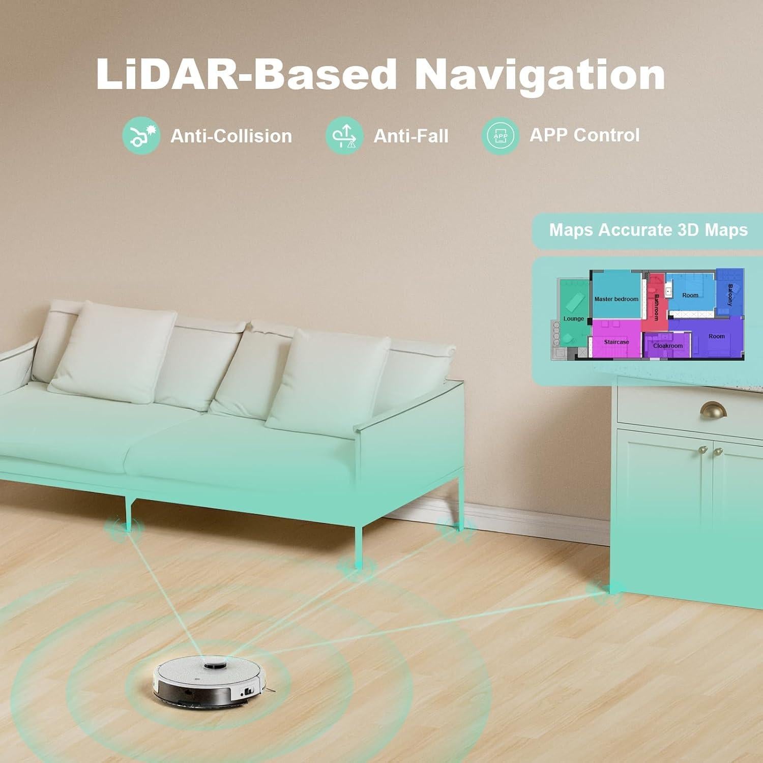 Aspiradora Robótica TECBOT S3 Pro 150min 4000Pa WiFi Blanco