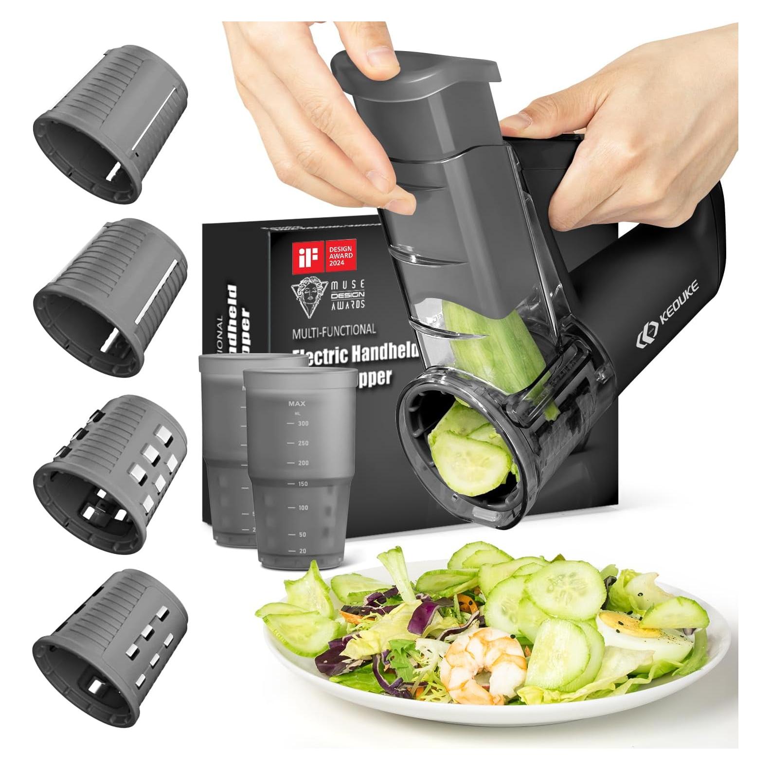 Cortador de Verduras Eléctrico KEOUKE 4 Cuchillas Portátil