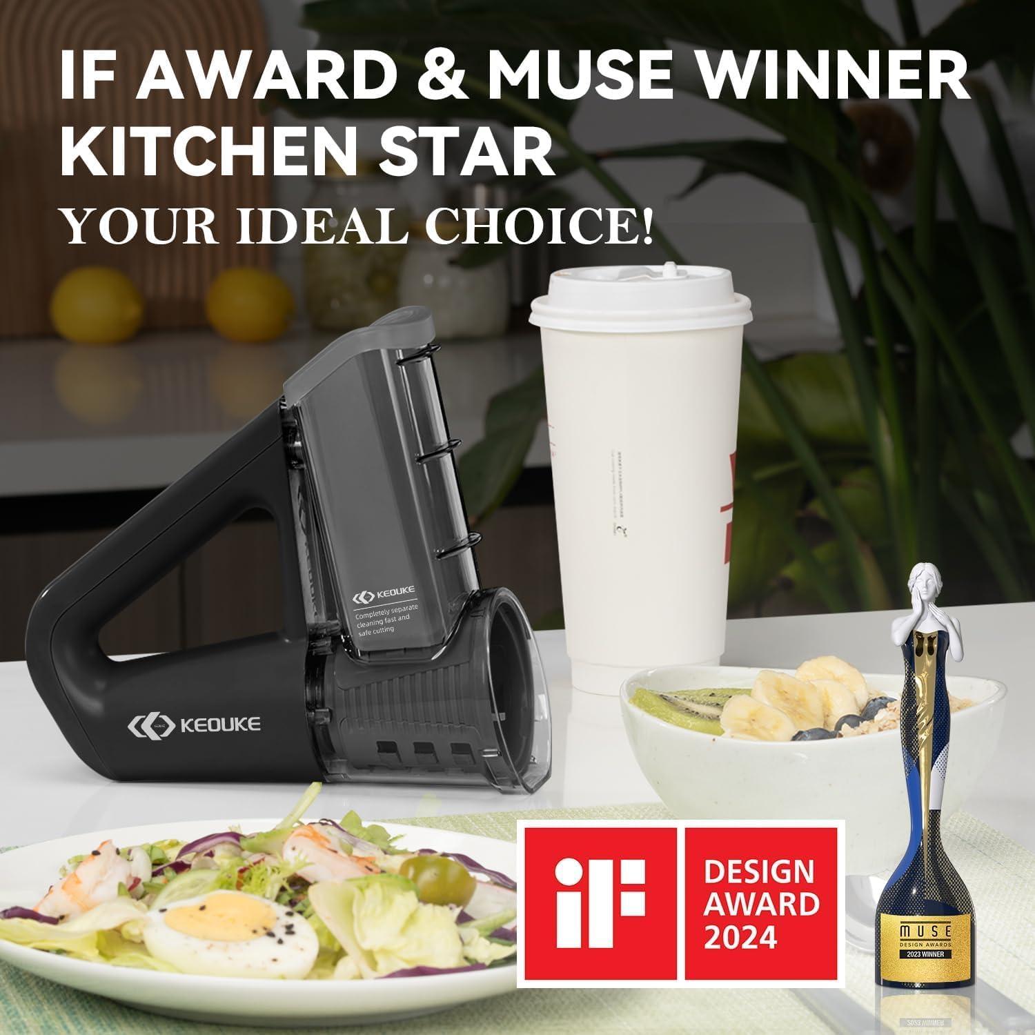 Cortador de Verduras Eléctrico KEOUKE 4 Cuchillas Portátil