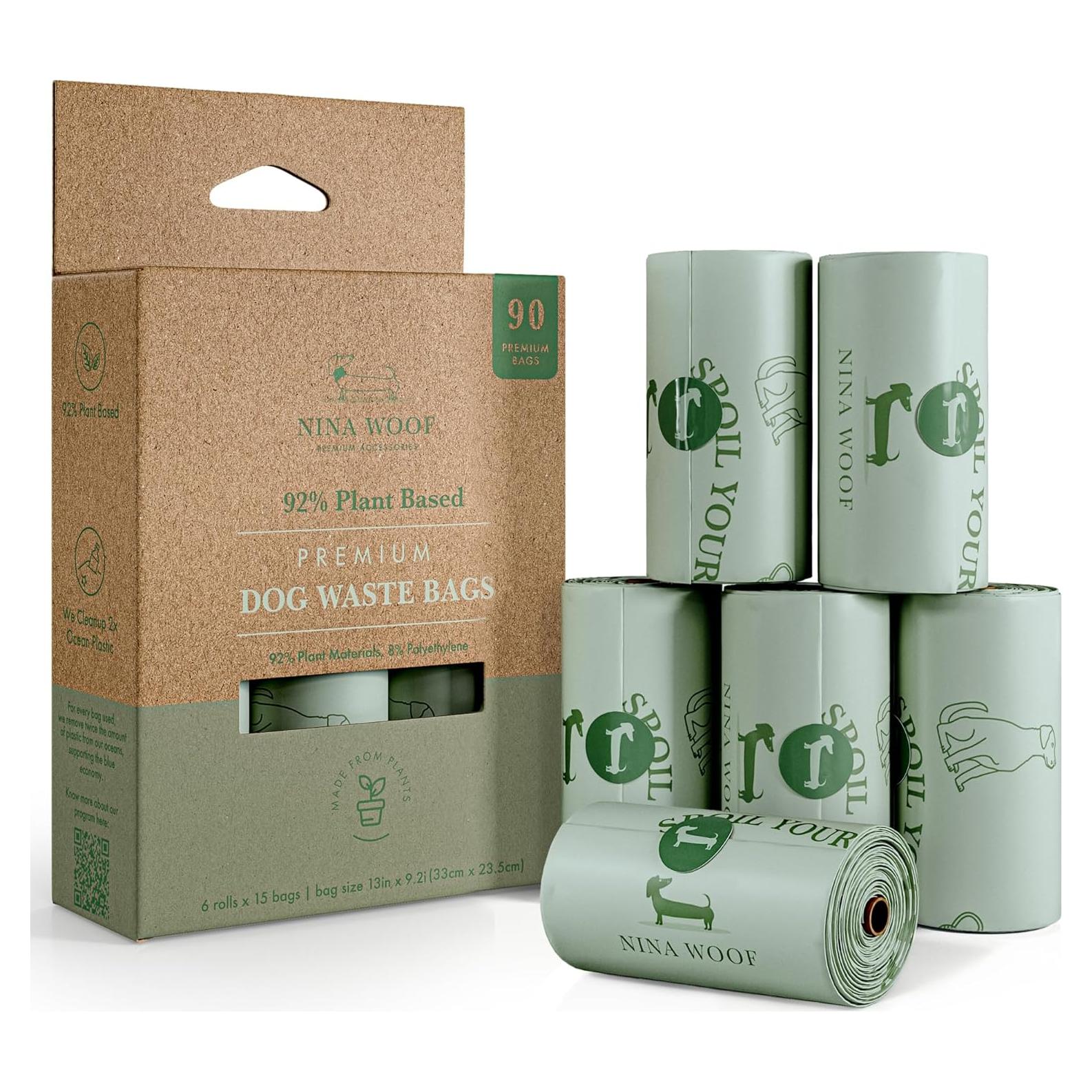 Bolsas Ecológicas para Perros Nina Woof 90 Rollos Sin Olor