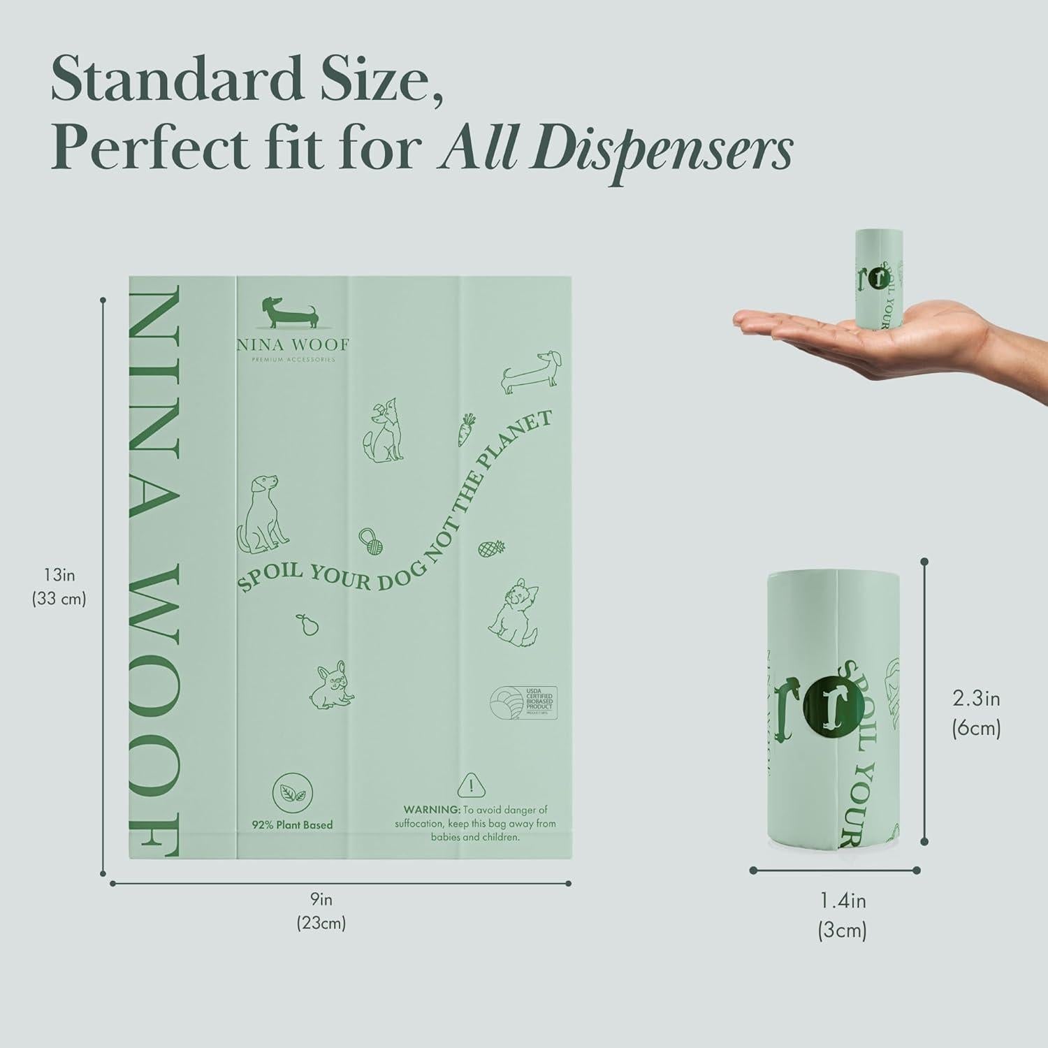 Bolsas Ecológicas para Perros Nina Woof 90 Rollos Sin Olor