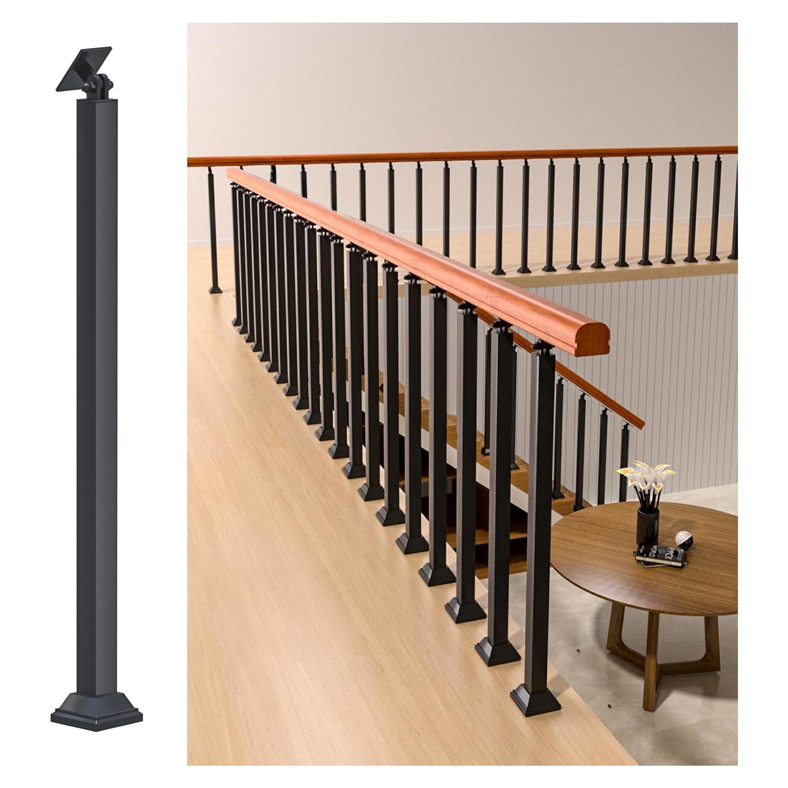 Poste de Barandilla Interior MM MELISEN 85 cm Negro Ajustable