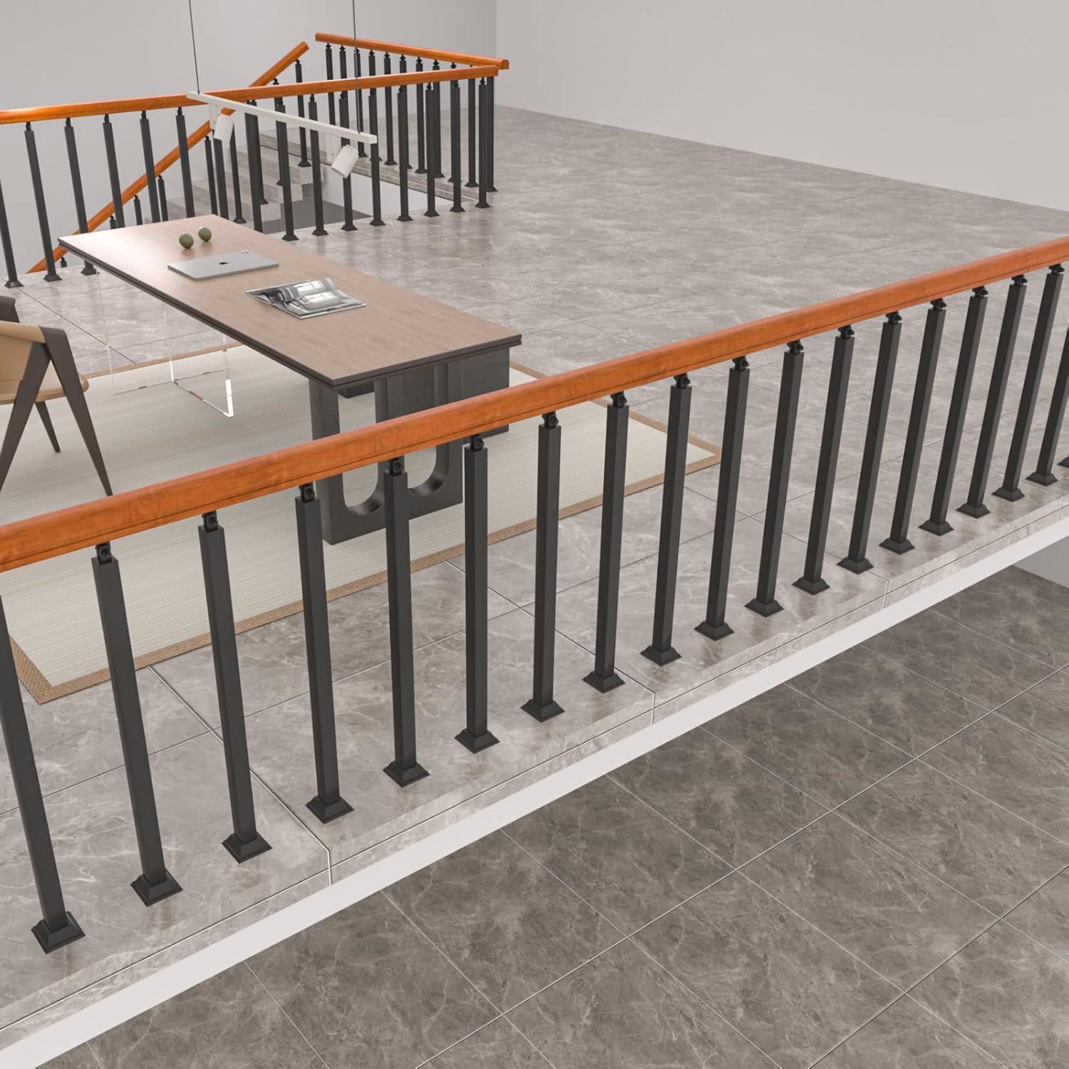 Poste de Barandilla Interior MM MELISEN 85 cm Negro Ajustable