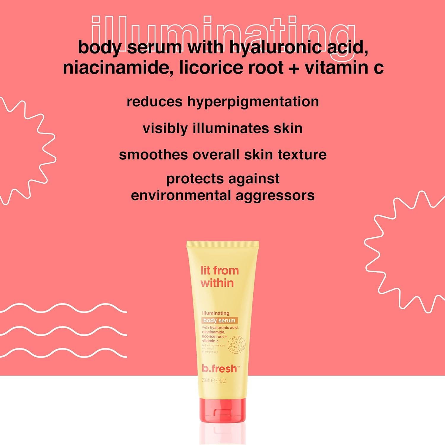 Suero Corporal Iluminador B.Tan 236.6 ml - Hidratante con Ácido Hialurónico