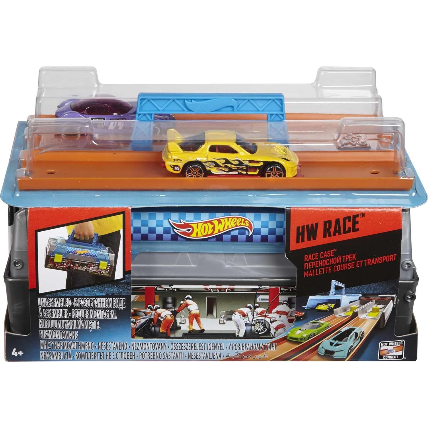 Set de Juego Hot Wheels Race Case con 2 Coches y Pista
