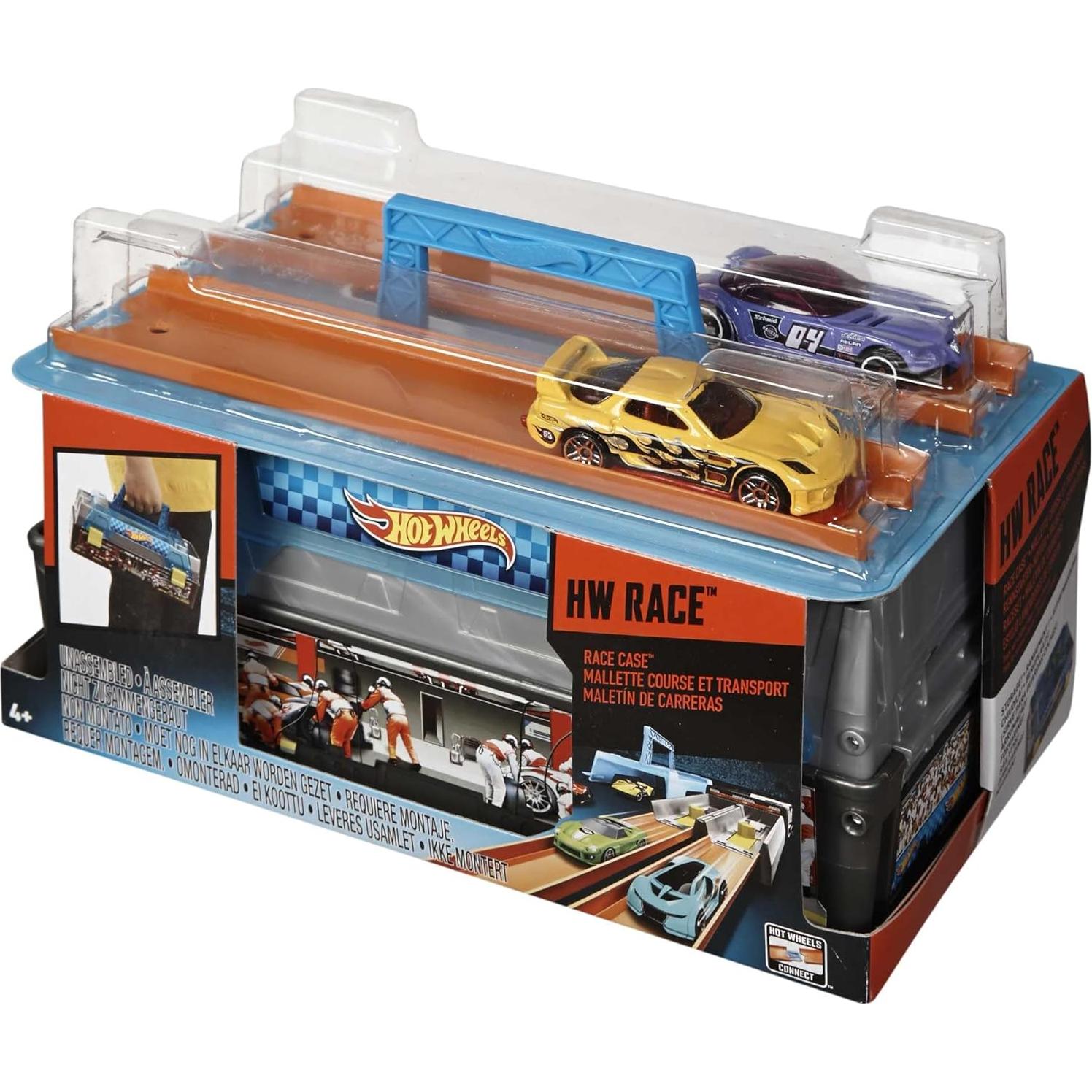 Set de Juego Hot Wheels Race Case con 2 Coches y Pista