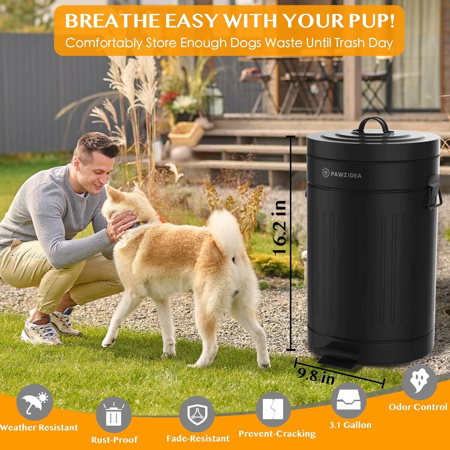 Cubo de Basura PAWZIDEA 11.7L para Excremento de Perro Negro