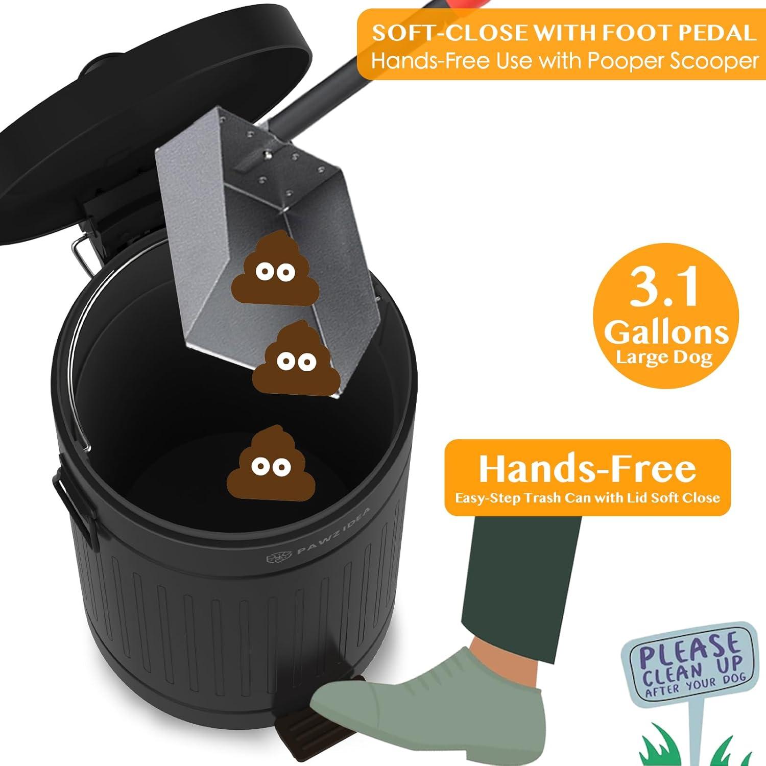 Cubo de Basura PAWZIDEA 11.7L para Excremento de Perro Negro