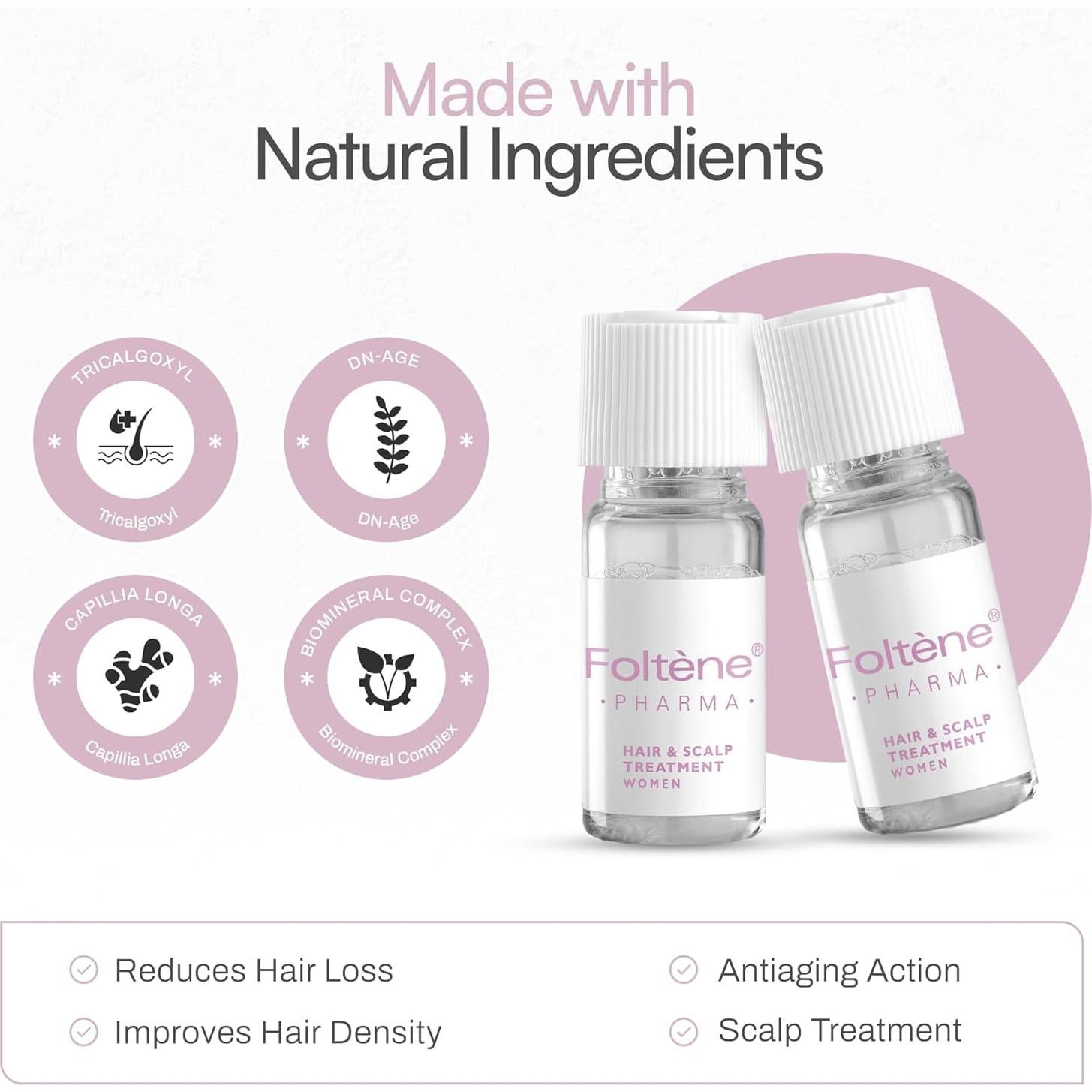 Suero Capilar Foltene para Mujeres - 12 Viales de Regrowth