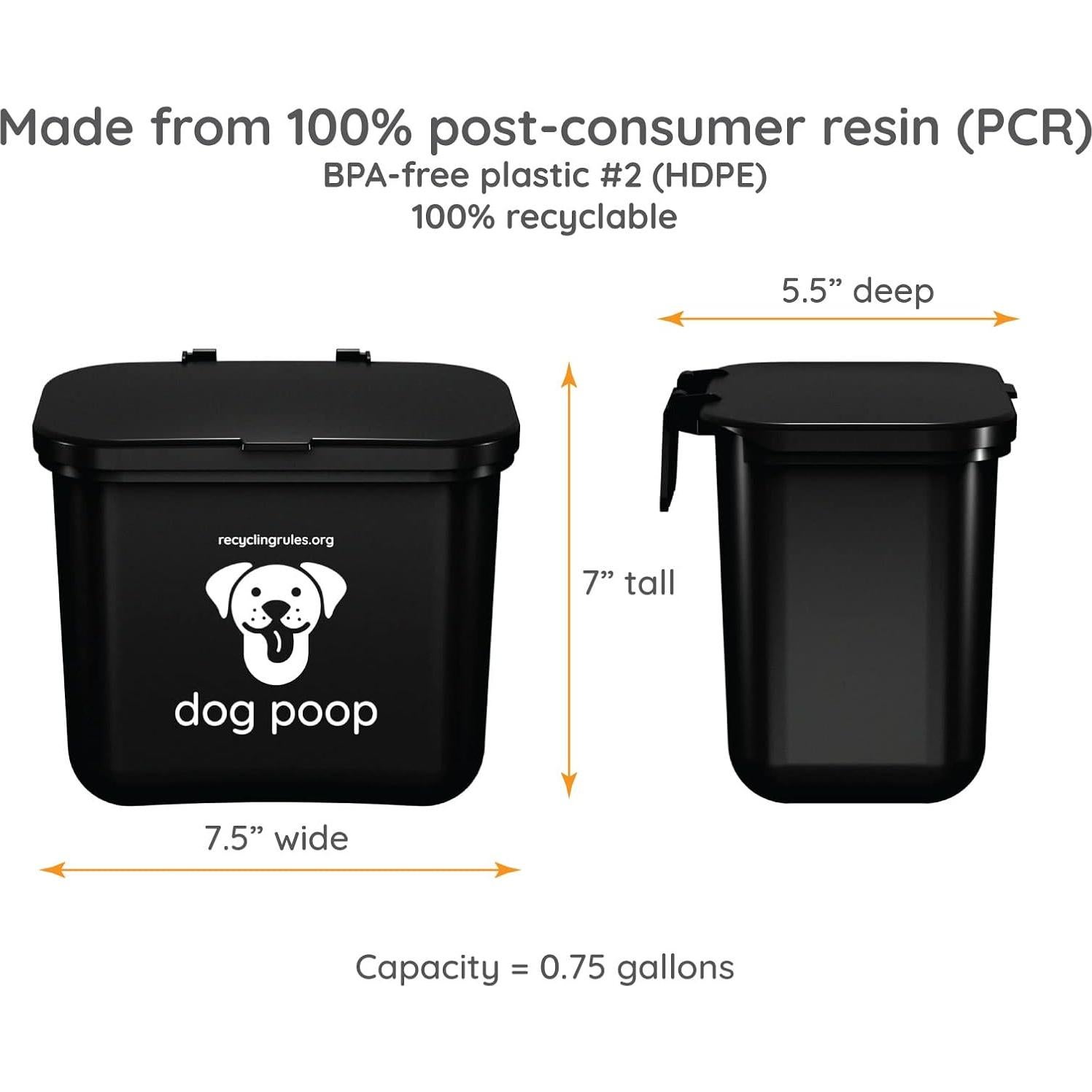 Cesto Colgante para Desechos de Perro Recycling Rules Negro