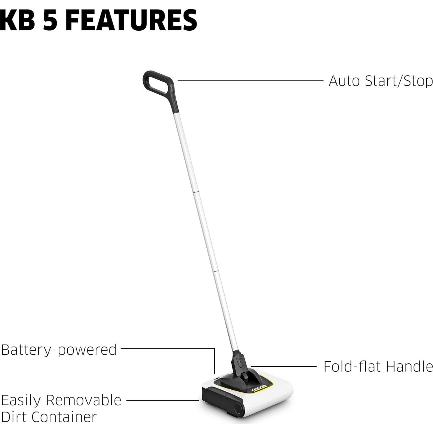 Barrendero Eléctrico Karcher KB 5 Sin Cable, Ligero y Eficaz