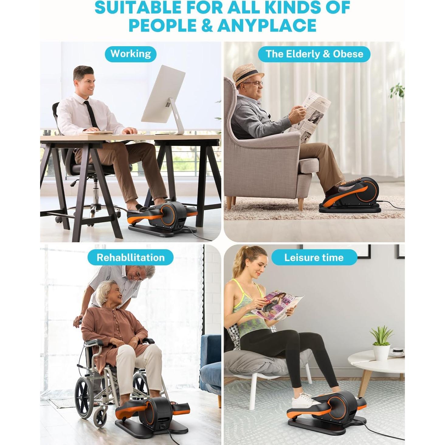 Gonex Máquina Elíptica Bajo Escritorio para Personas Mayores 16 Velocidades