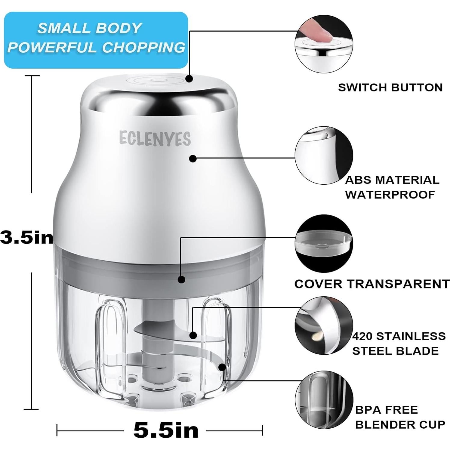 Picador de Ajo ECLENYES GP-501 250ml Inalámbrico USB