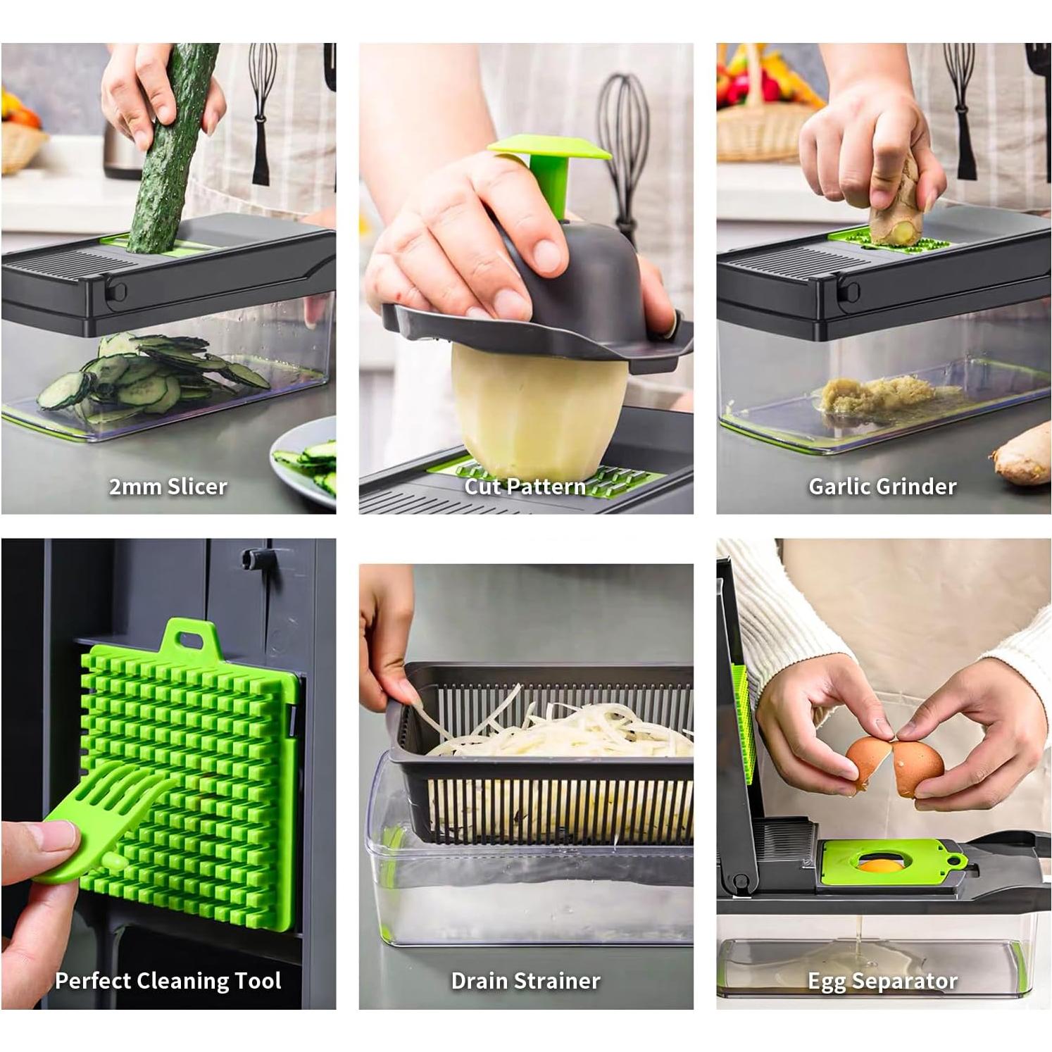 Cortador Picador STERK 14-en-1 de Verduras con 8 Cuchillas