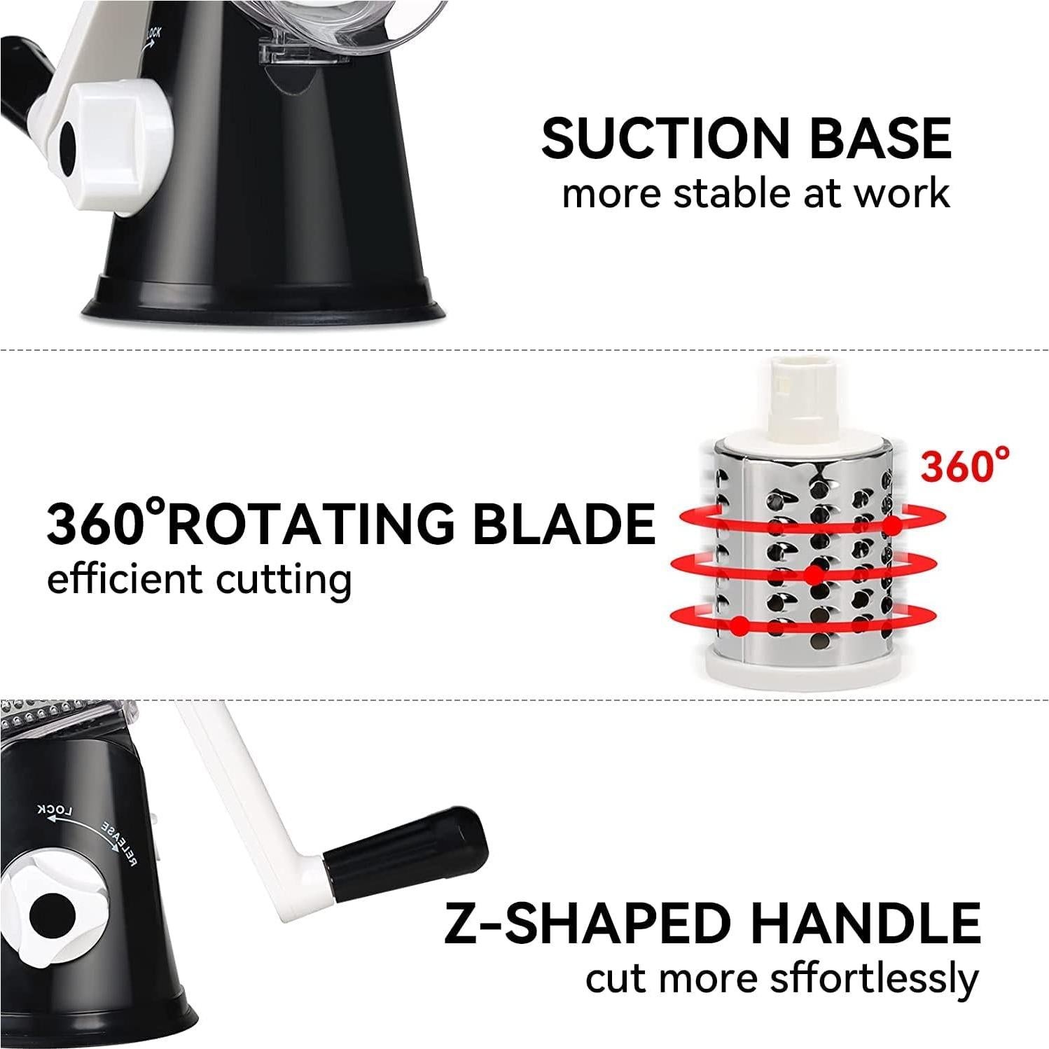 Rallador de Queso Badelite C315 con 3 Cuchillas Inoxidable