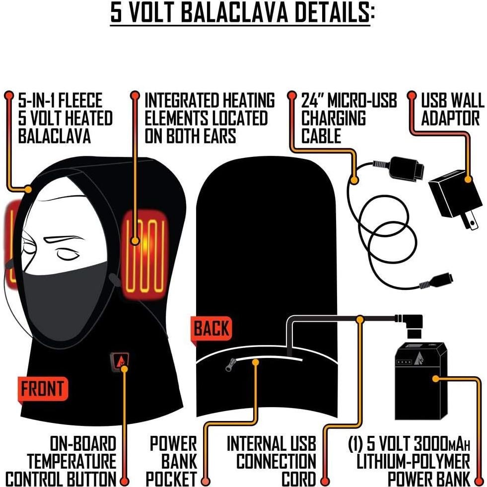 Balaclava Calentada ActionHeat 5V Unisex - Forro Polar
