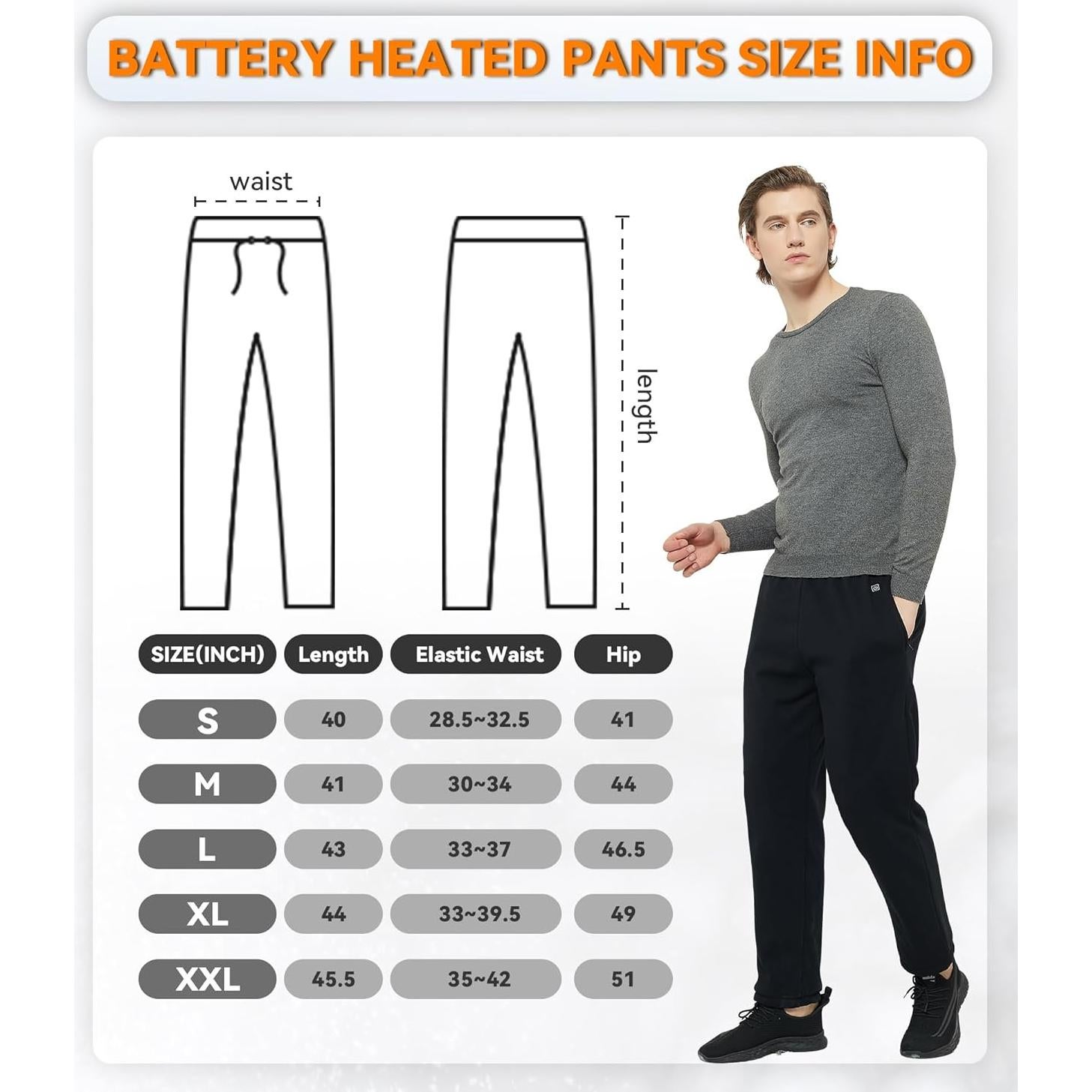 Pantalones Calentados FERNIDA USB Forro Polar Mediano Negro