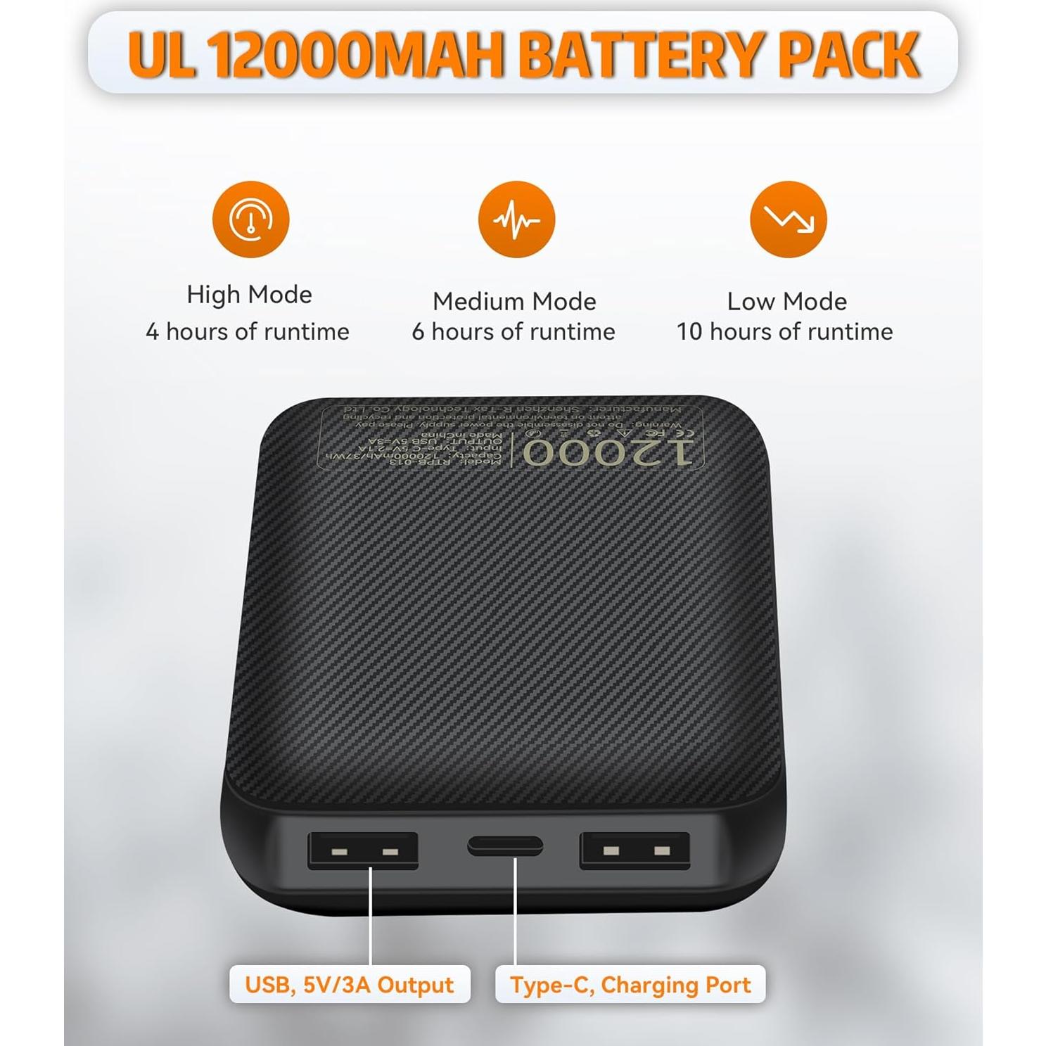 Pantalones Calentados FERNIDA USB Forro Polar Mediano Negro