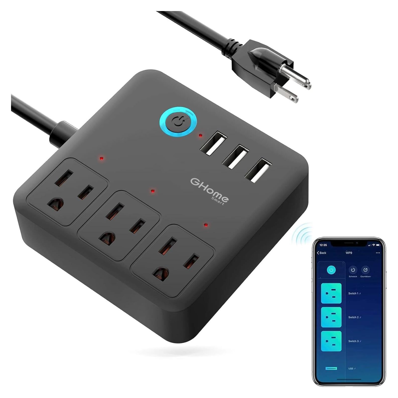 Regleta Inteligente GHome WP9-BK con 3 USB y Control WiFi