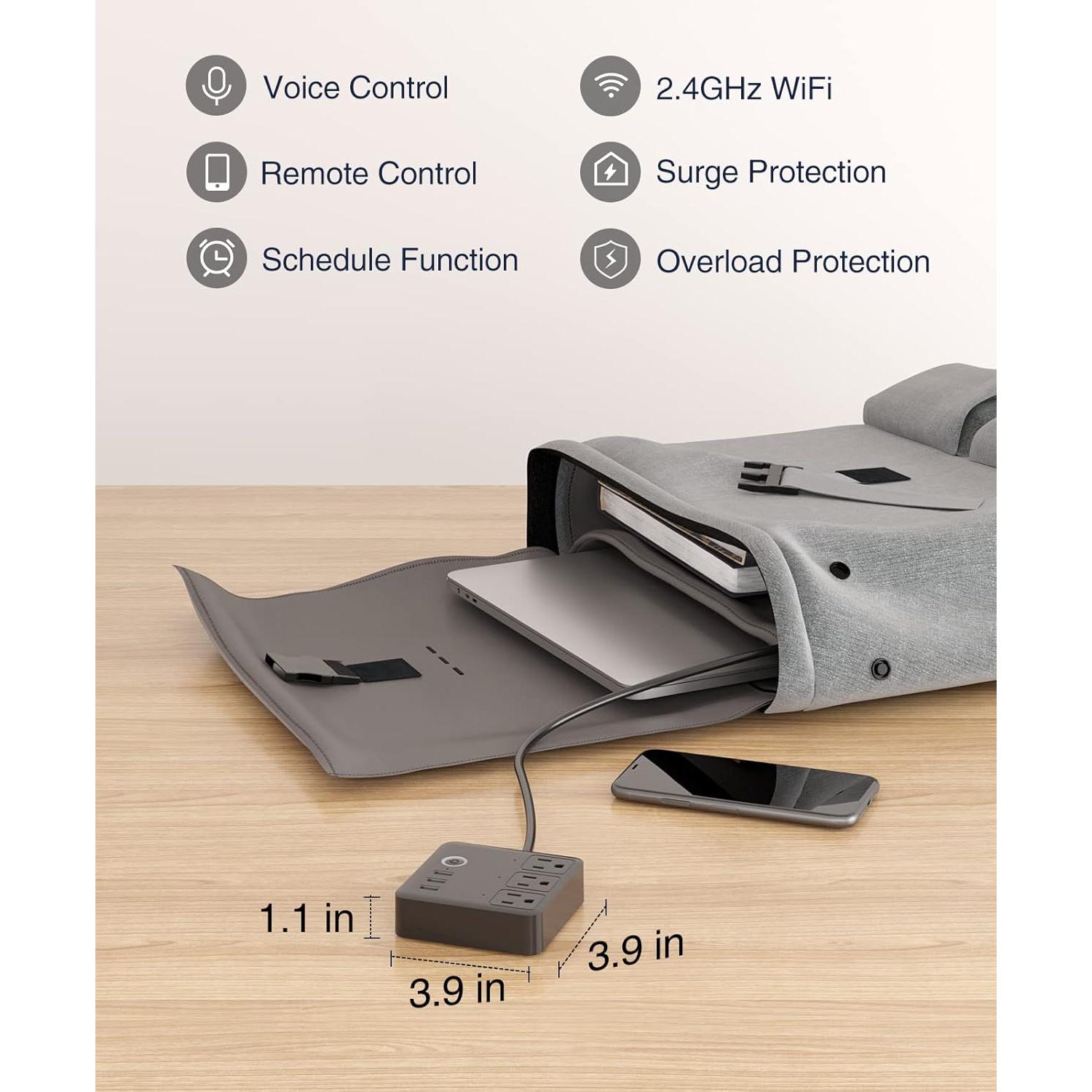 Regleta Inteligente GHome WP9-BK con 3 USB y Control WiFi