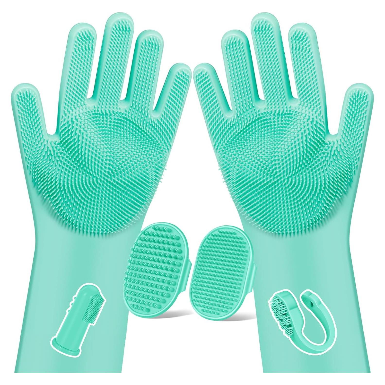 Kit de Aseo para Mascotas 6PCS Augwind Verde - Guantes y Cepillos