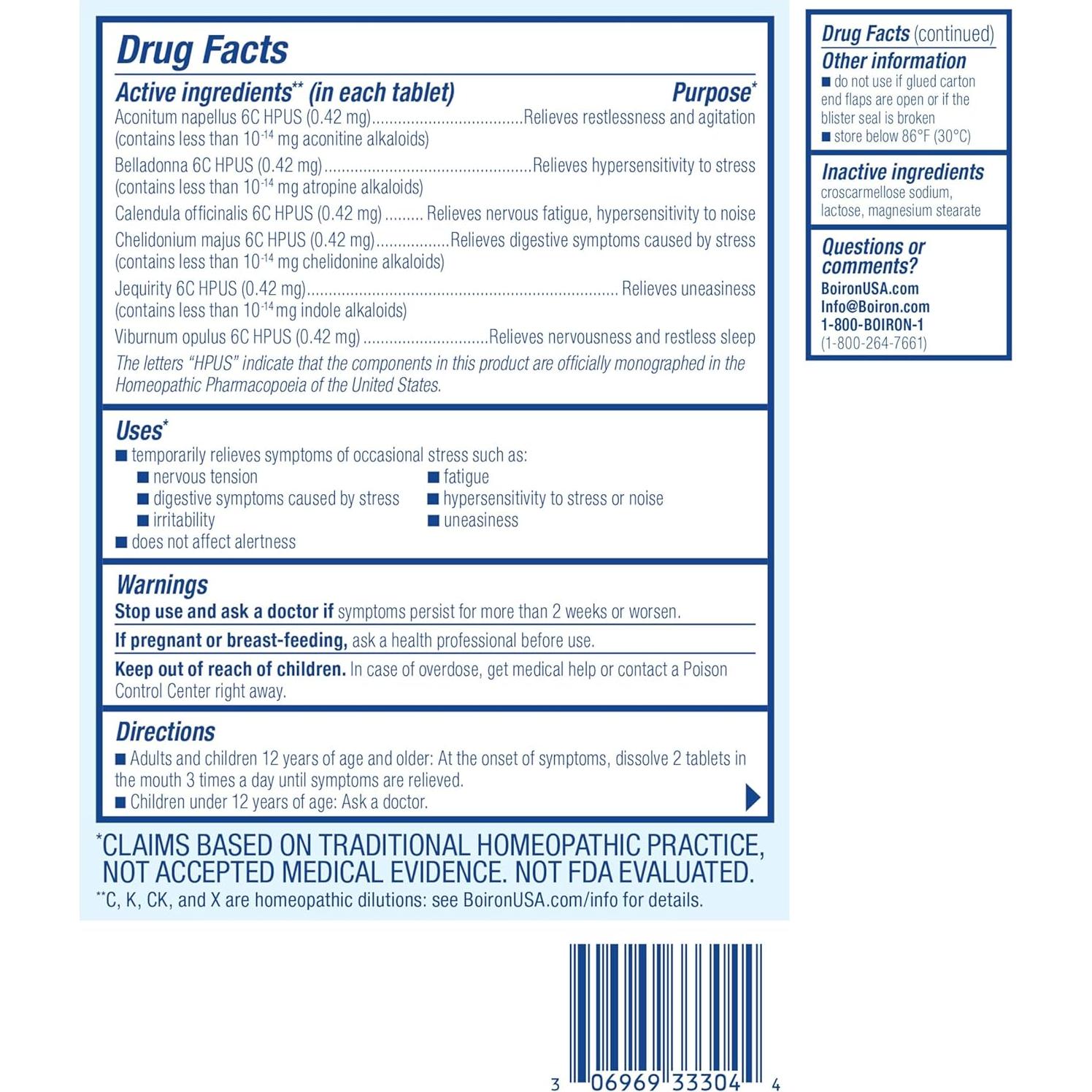 Boiron StressCalm 60 tabletas disolventes para el estrés