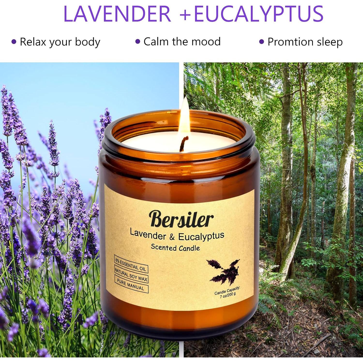 Juego de Velas Aromáticas Bersiler Lavanda Eucalipto 2 Tarros