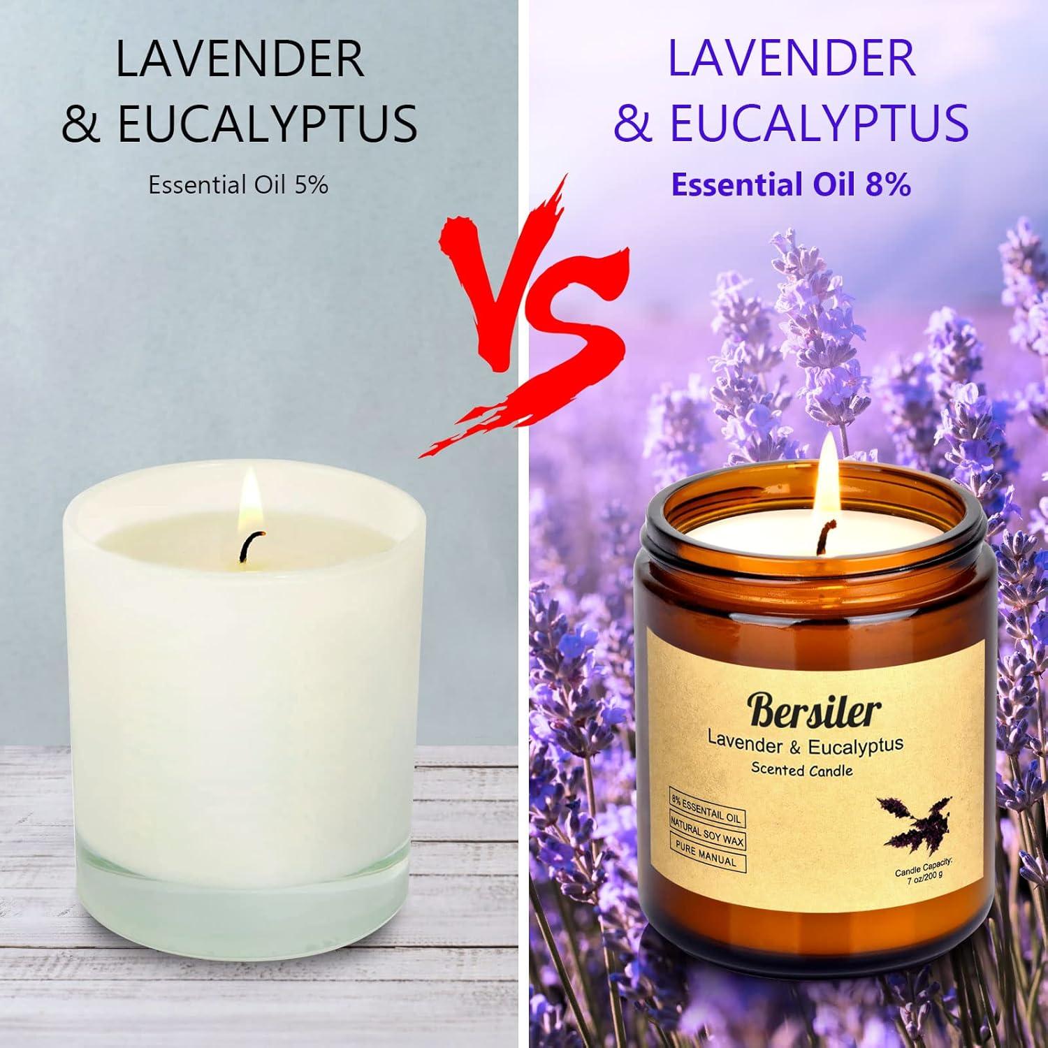 Juego de Velas Aromáticas Bersiler Lavanda Eucalipto 2 Tarros