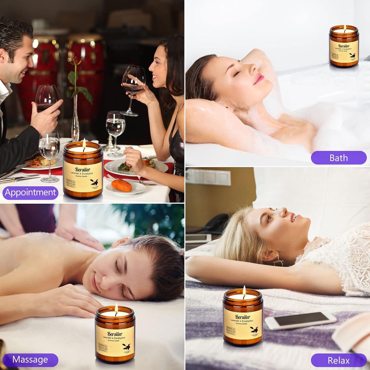 Juego de Velas Aromáticas Bersiler Lavanda Eucalipto 2 Tarros