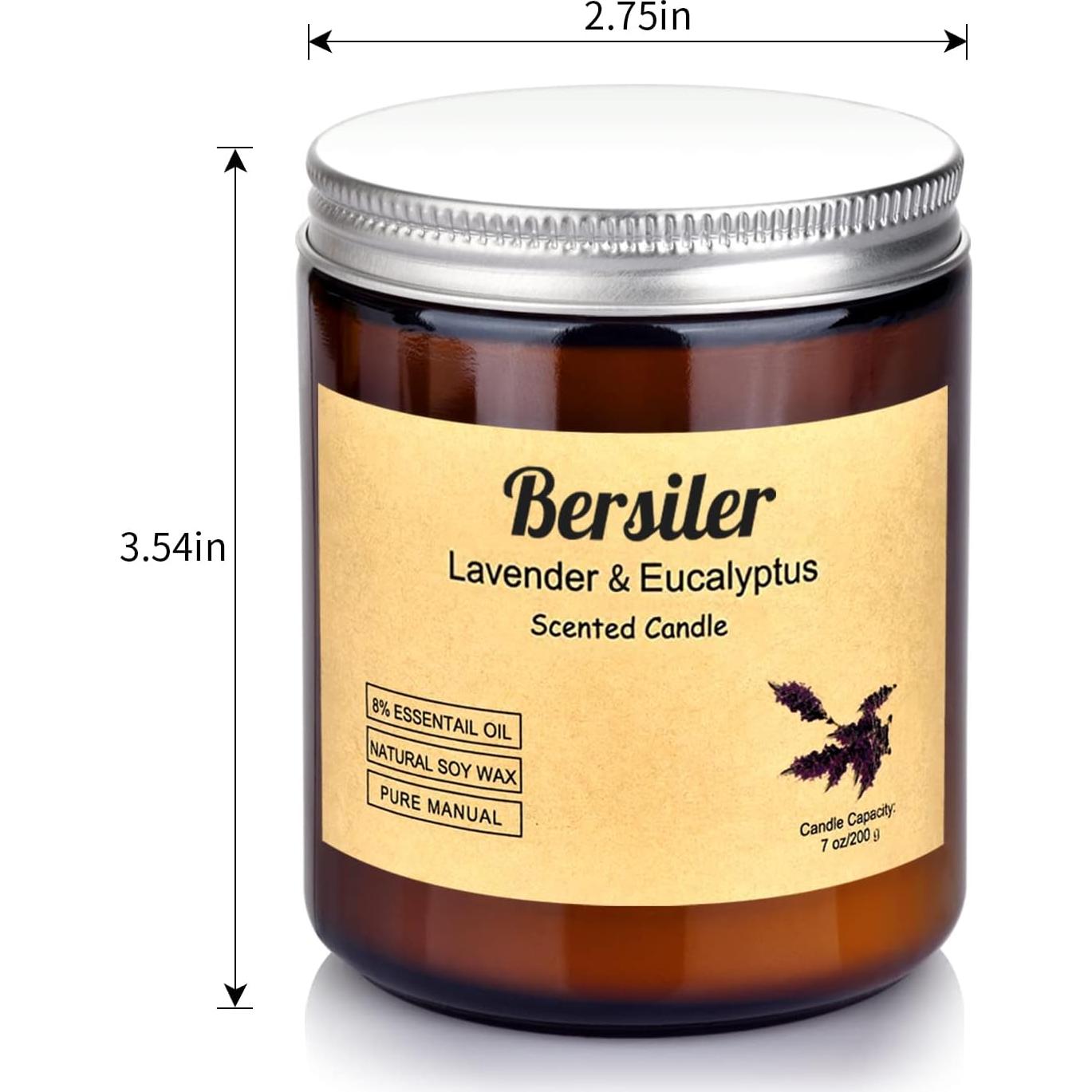 Juego de Velas Aromáticas Bersiler Lavanda Eucalipto 2 Tarros