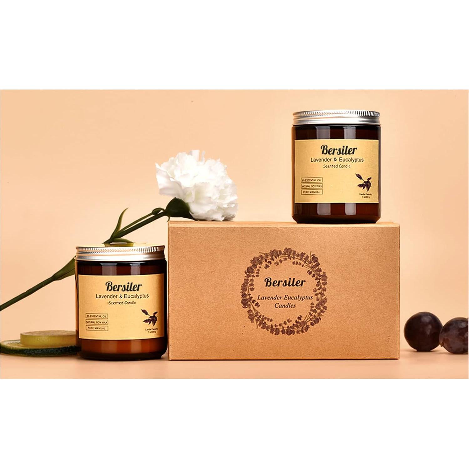 Juego de Velas Aromáticas Bersiler Lavanda Eucalipto 2 Tarros