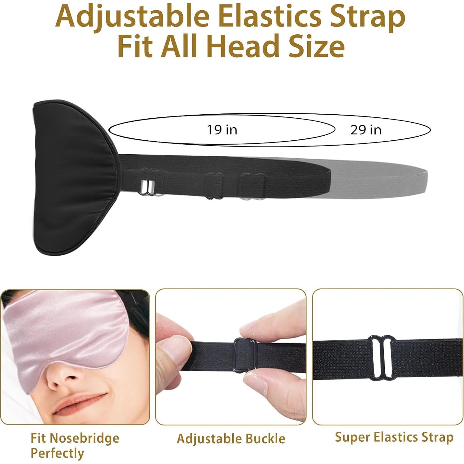 Máscaras para Dormir JroyJoy - Paquete de 4, Seda Satinada, Ajustables