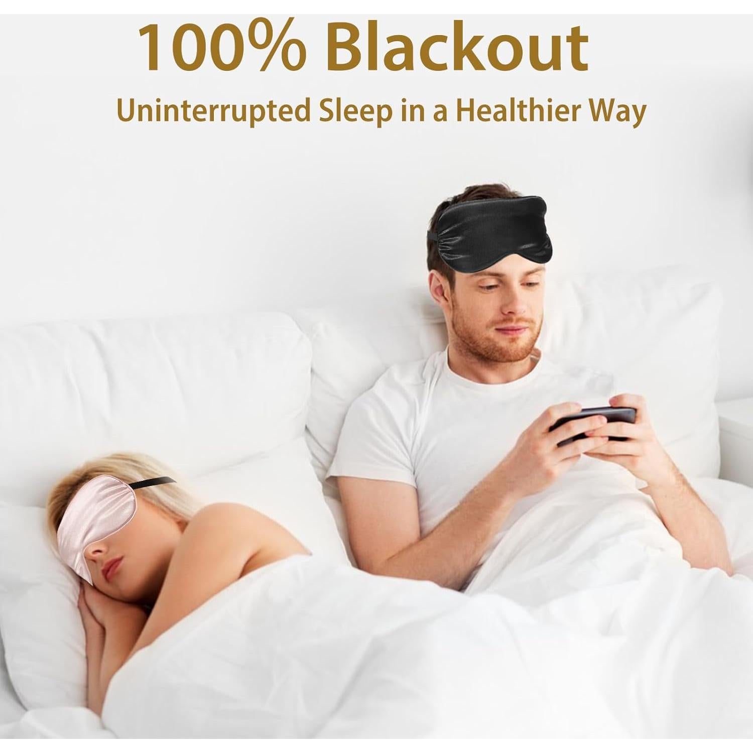 Máscaras para Dormir JroyJoy - Paquete de 4, Seda Satinada, Ajustables