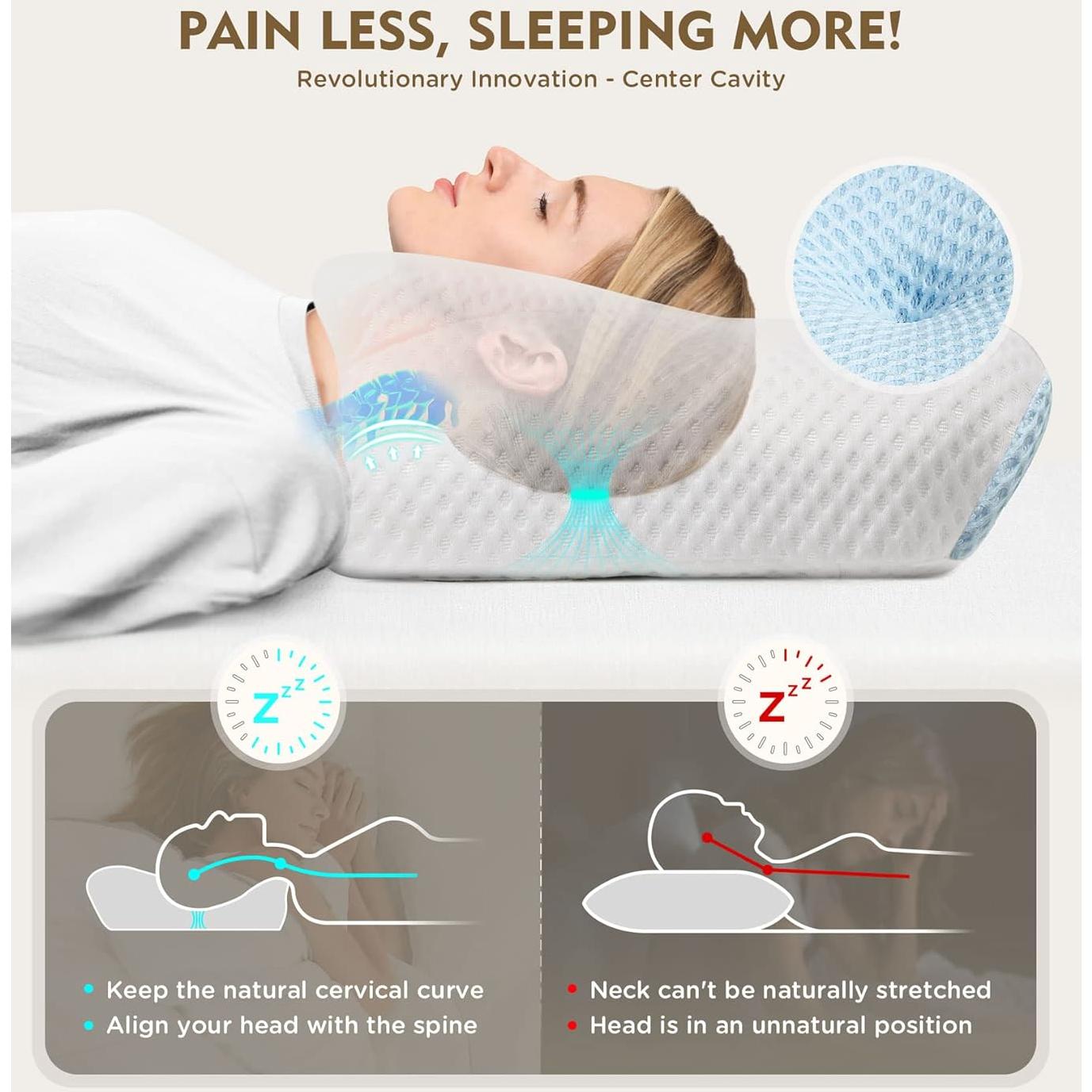 Almohada Cervical Osteo Ergonómica Ajustable para Alivio del Dolor