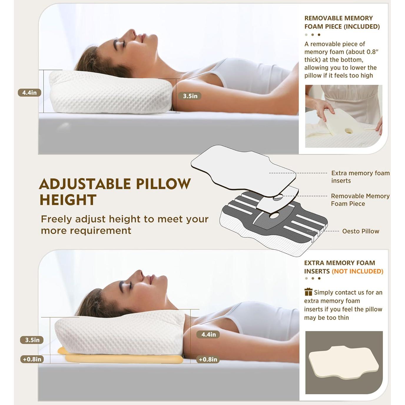 Almohada Cervical Osteo Ergonómica Ajustable para Alivio del Dolor