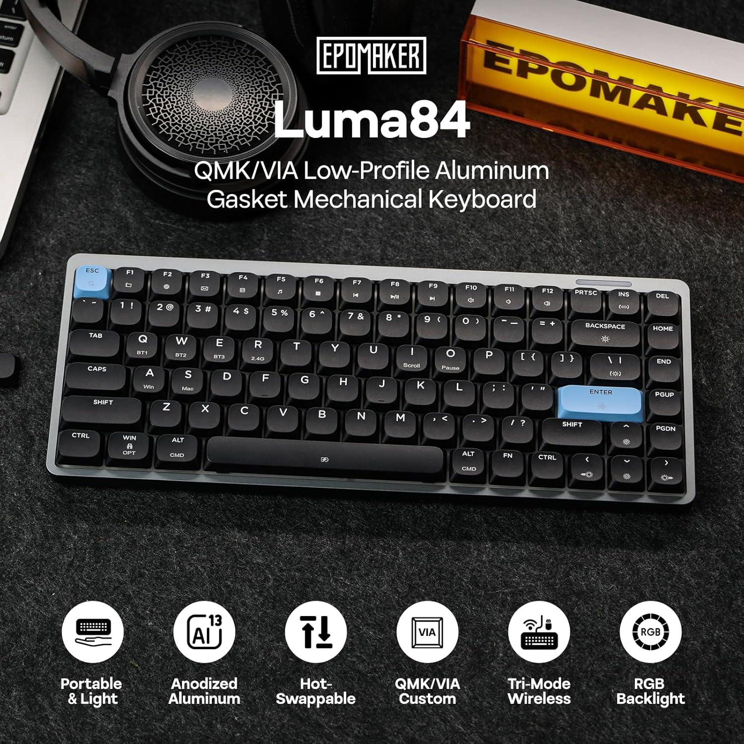 Teclado Mecánico Inalámbrico EPOMAKER Luma84 RGB - Gateron Marrón