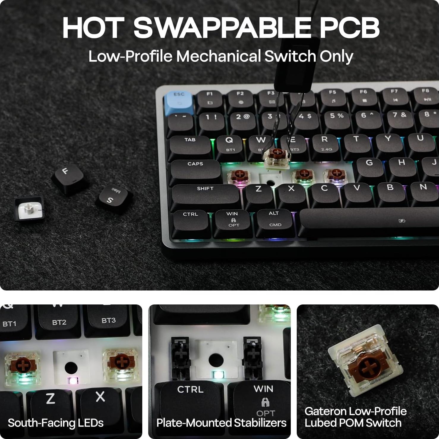 Teclado Mecánico Inalámbrico EPOMAKER Luma84 RGB - Gateron Marrón