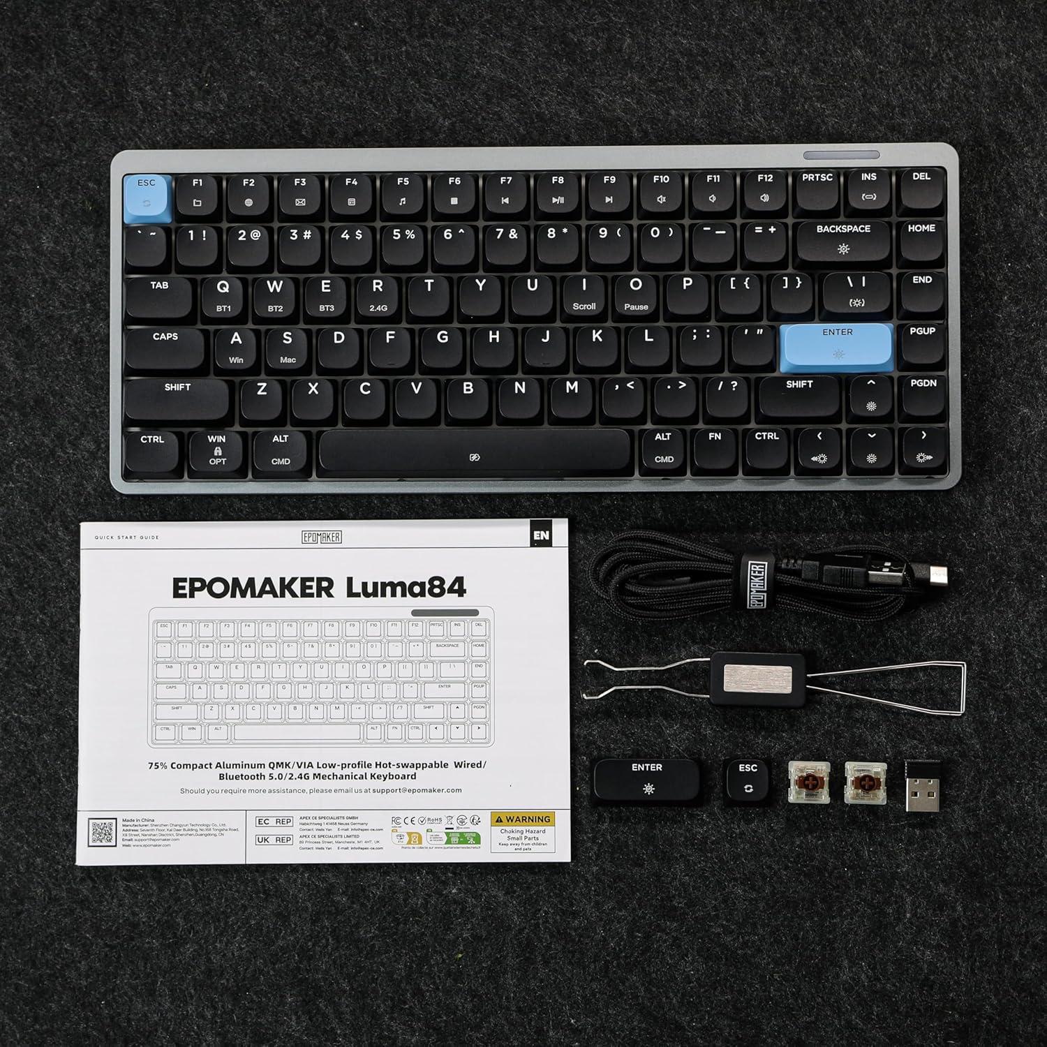 Teclado Mecánico Inalámbrico EPOMAKER Luma84 RGB - Gateron Marrón