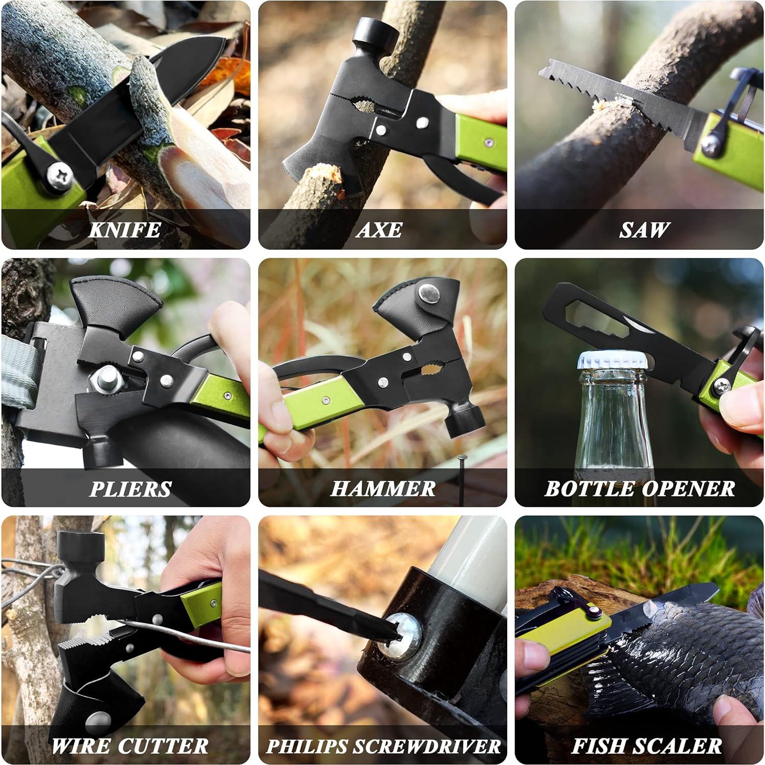 Hacha Multiherramienta 14 en 1 RoverTac Verde Acero Inoxidable