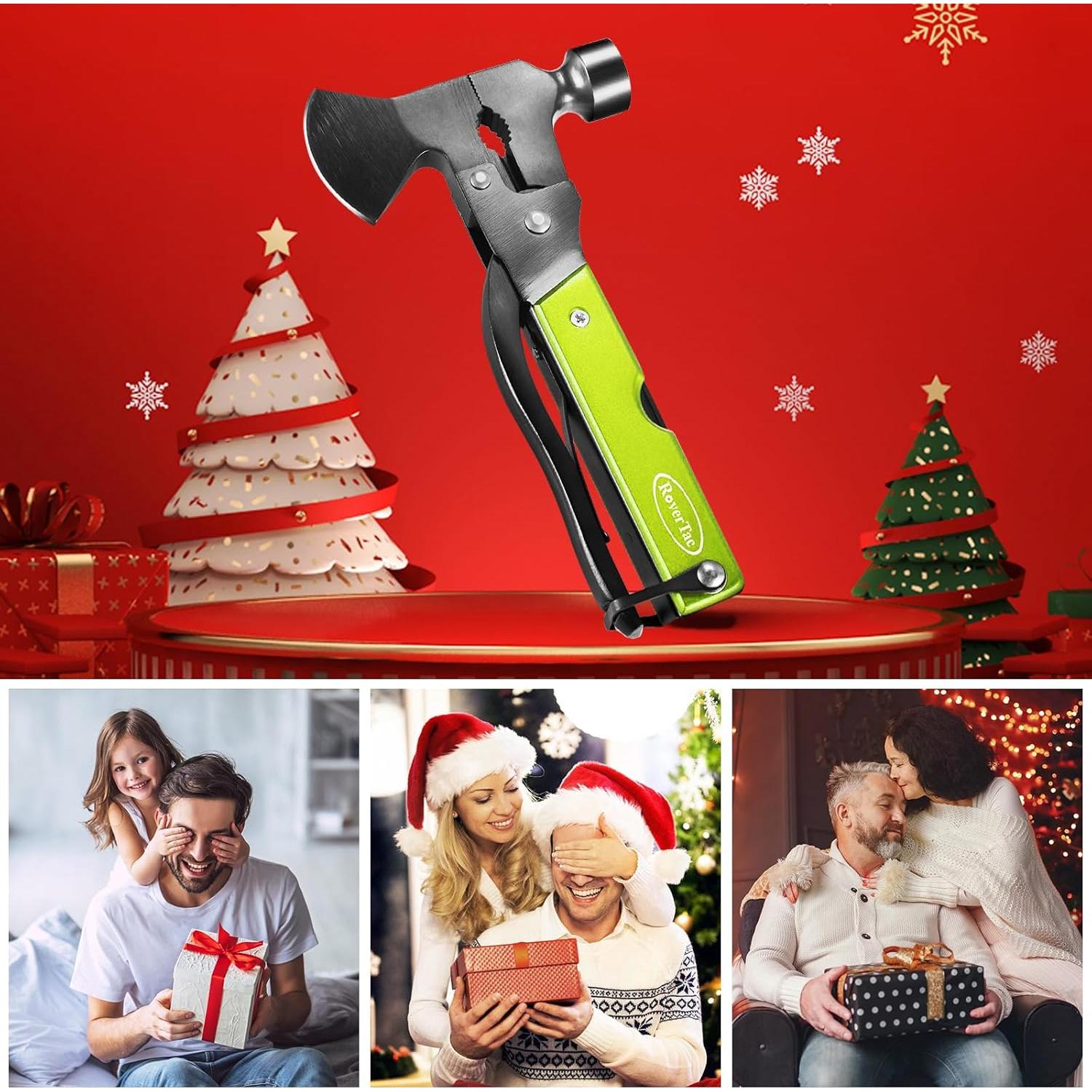 Hacha Multiherramienta 14 en 1 RoverTac Verde Acero Inoxidable