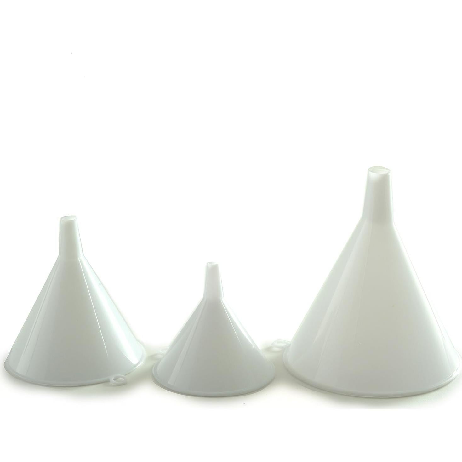 Juego de 3 Embudos de Plástico Norpro - Blanco, 10cm a 6cm