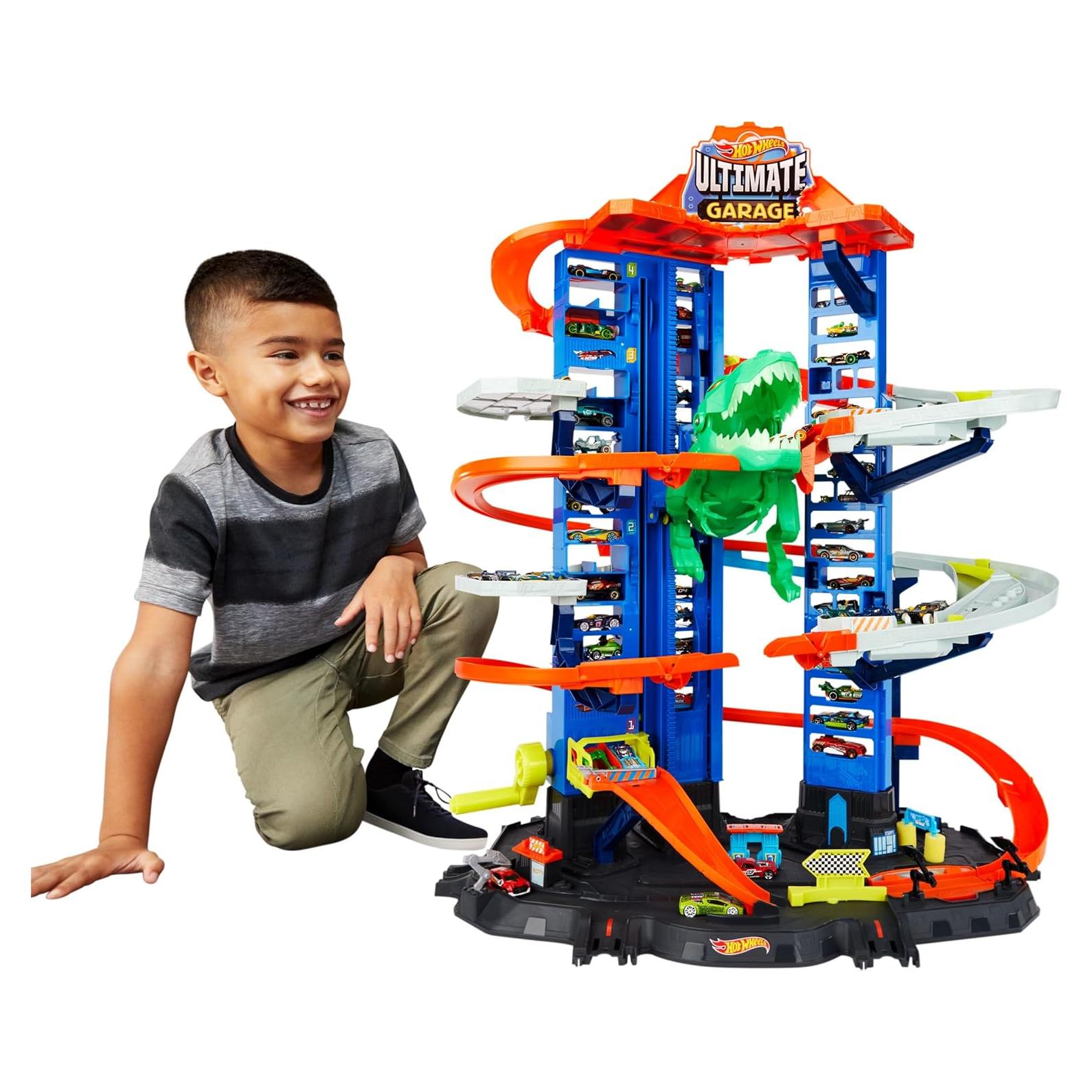 Garaje Hot Wheels City T-Rex 91 cm 2 Autos 1:64