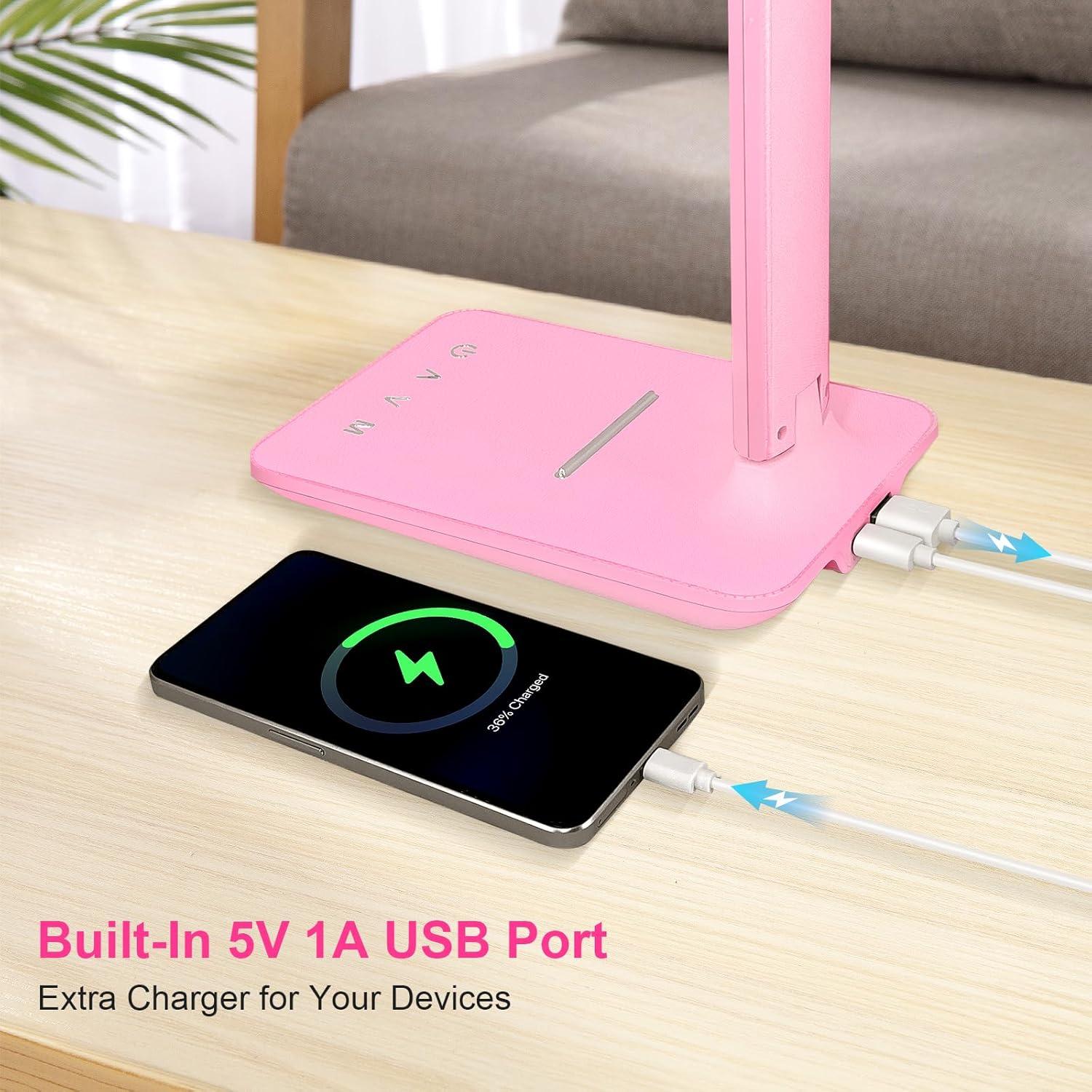 Lámpara de Escritorio LED Regulable Cabeza Blanca Rosa 5 Modos