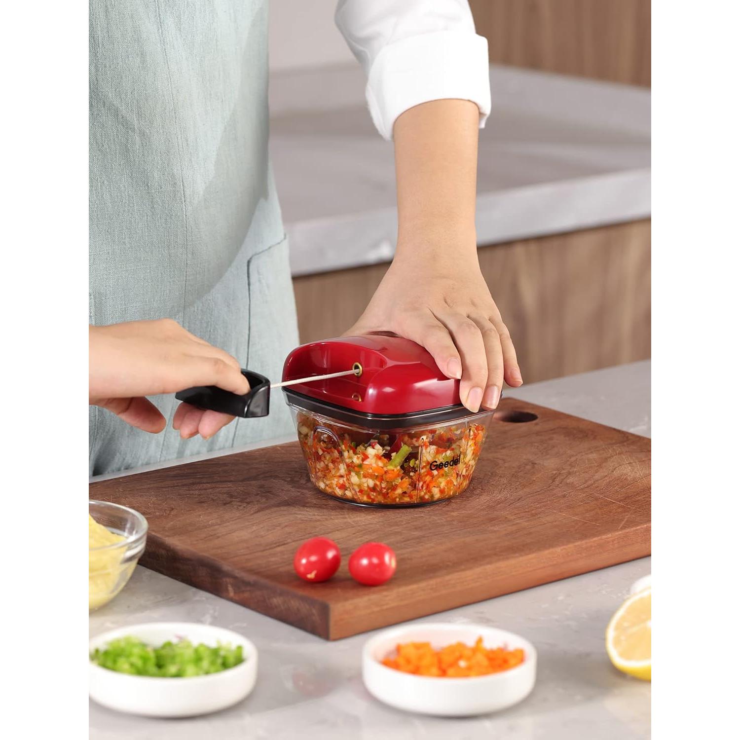 Picador de Alimentos Geedel Mini 2 Tazas Manual Rojo