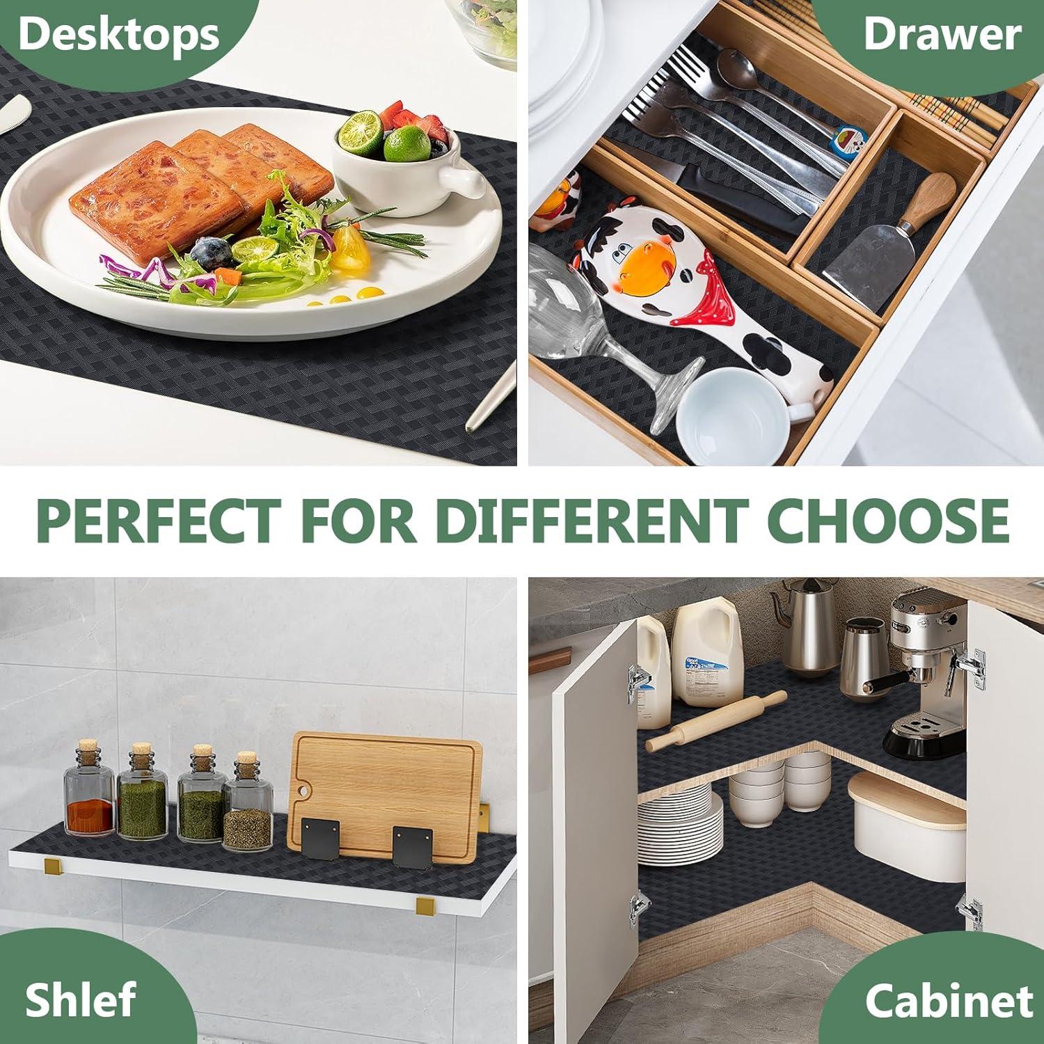 Forro de Estante Origuuds 30.48x304.8cm Antideslizante Negro