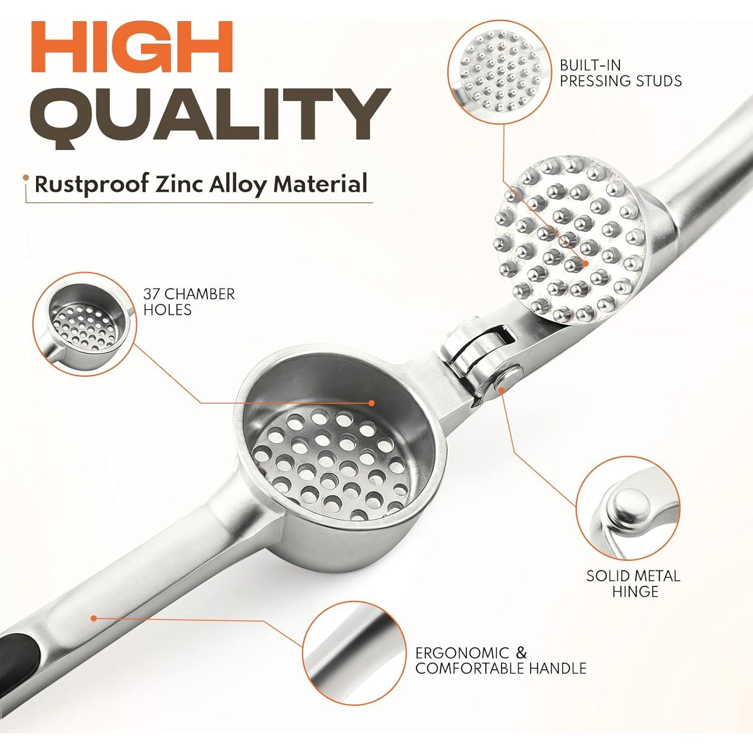 Prensa de Ajo SRISE de Zinc Apta para Lavavajillas Mate