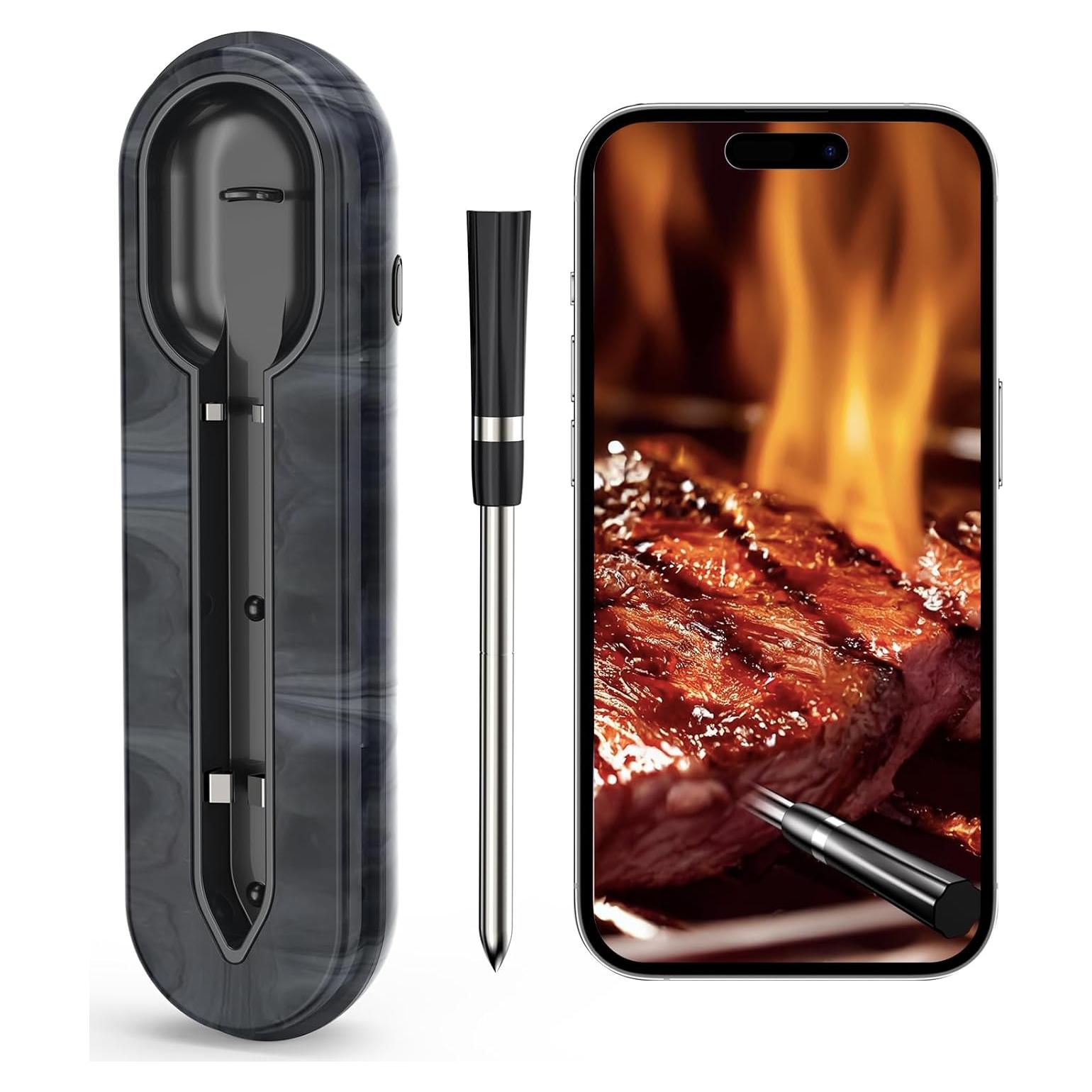 Termómetro de Carne Inalámbrico AURASKY CP20, 91.44m, Doble Sensor