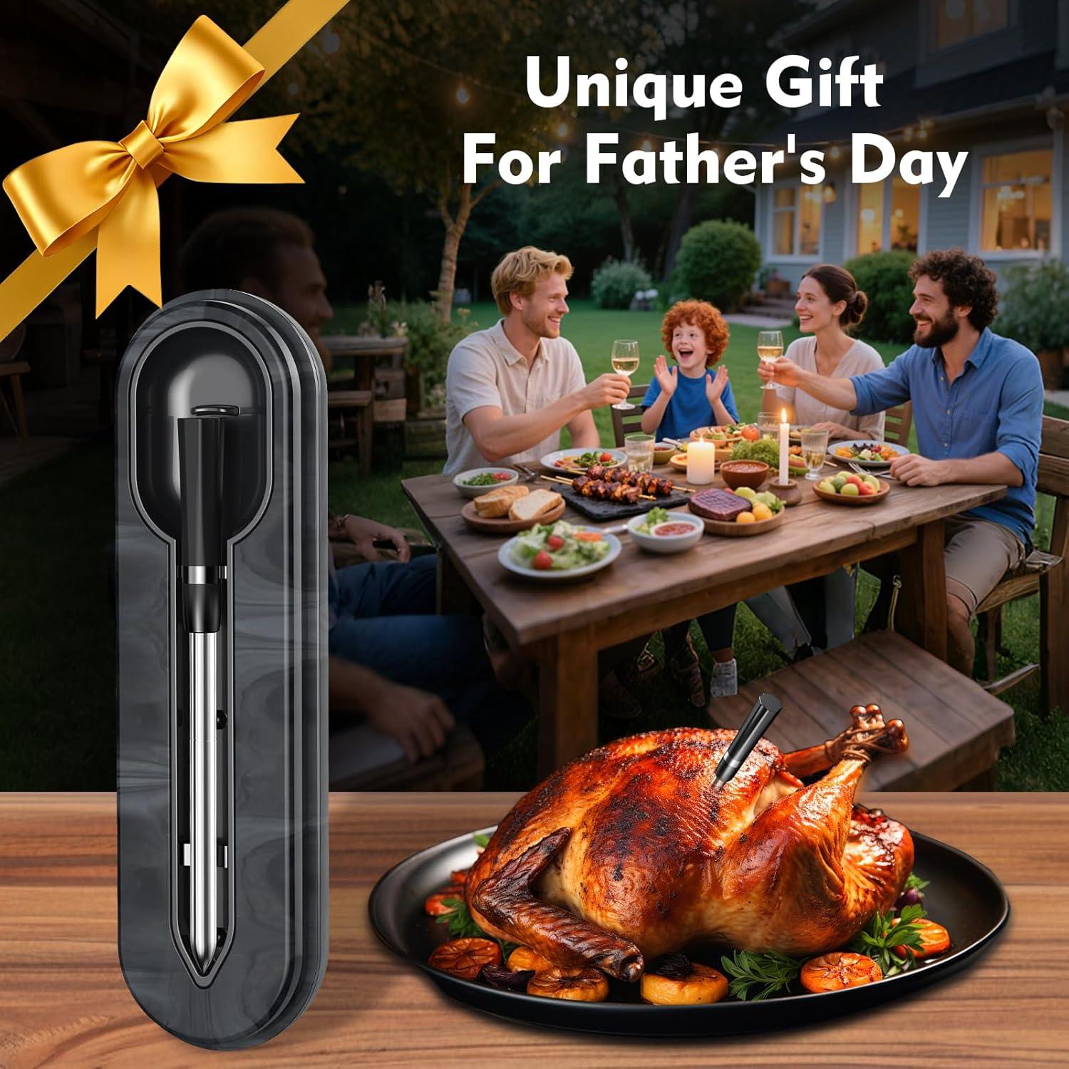 Termómetro de Carne Inalámbrico AURASKY CP20, 91.44m, Doble Sensor